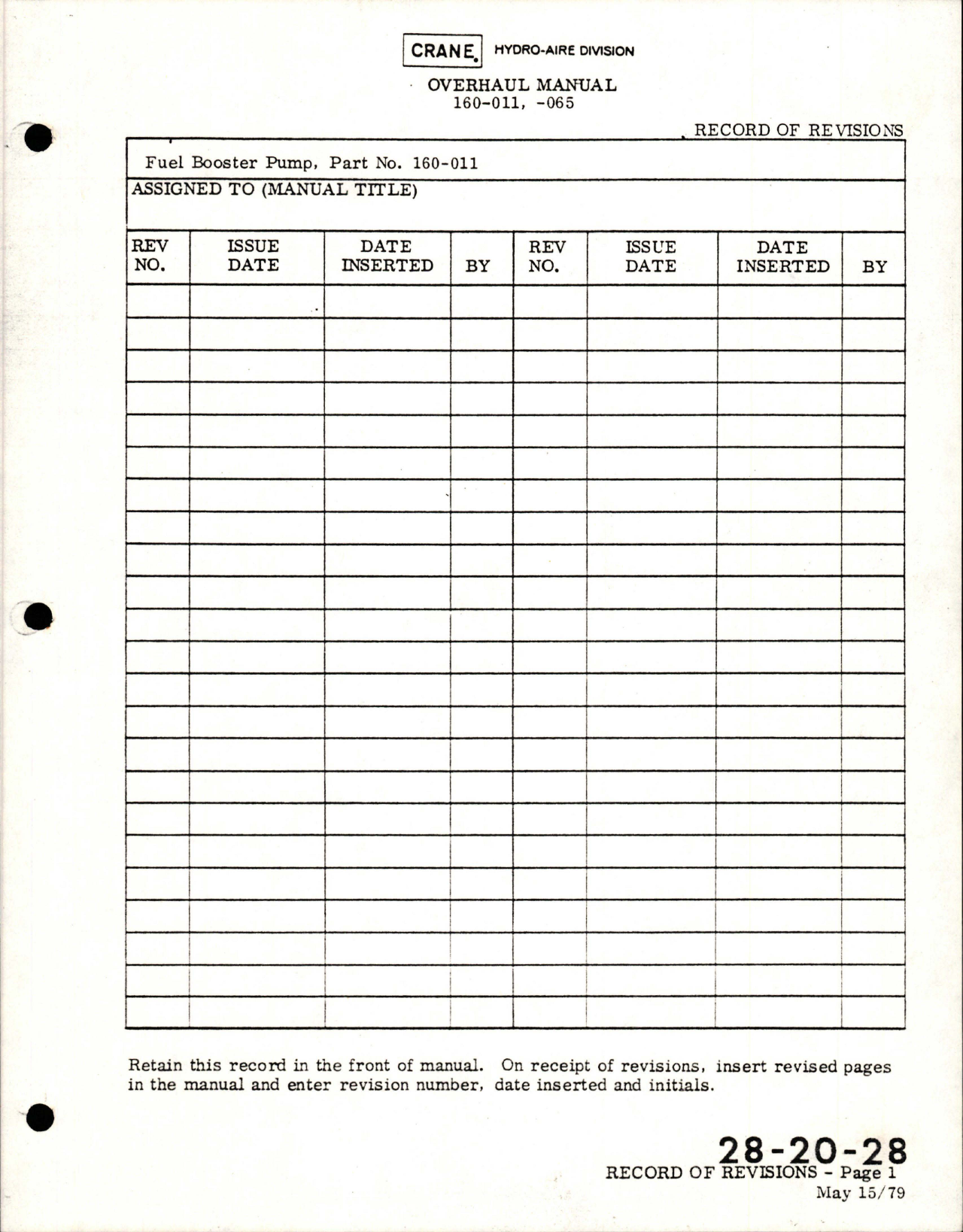 Sample page 5 from AirCorps Library document: Overhaul with Illustrated Parts List for Fuel Booster Pump - Part 160-011 and 160-065