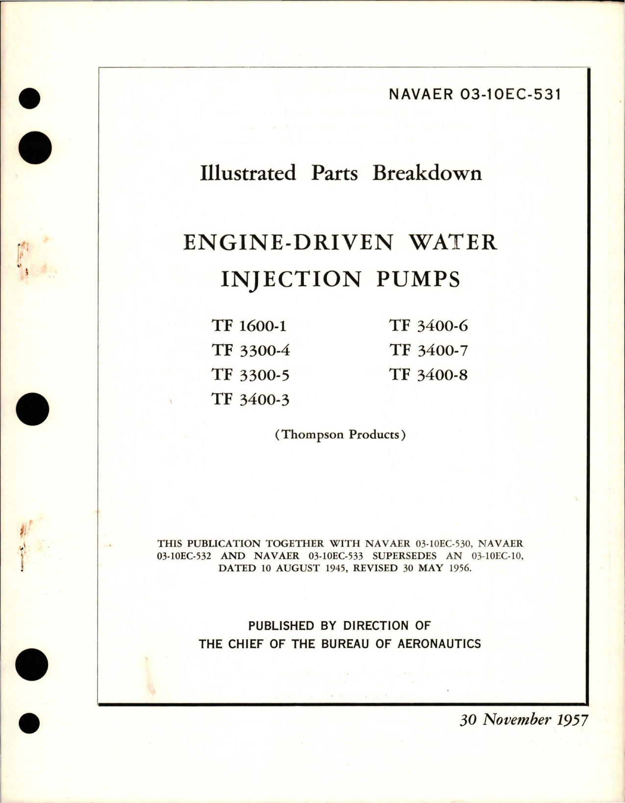 Sample page 1 from AirCorps Library document: Illustrated Parts Breakdown for Engine Driven Water Injection Pumps