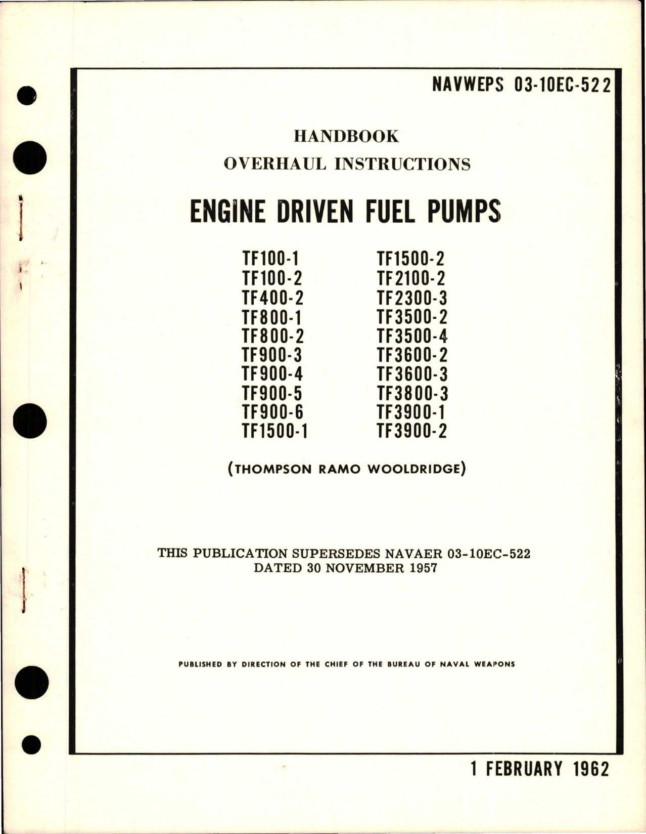 Sample page 1 from AirCorps Library document: Overhaul Instructions for Engine Driven Fuel Pumps