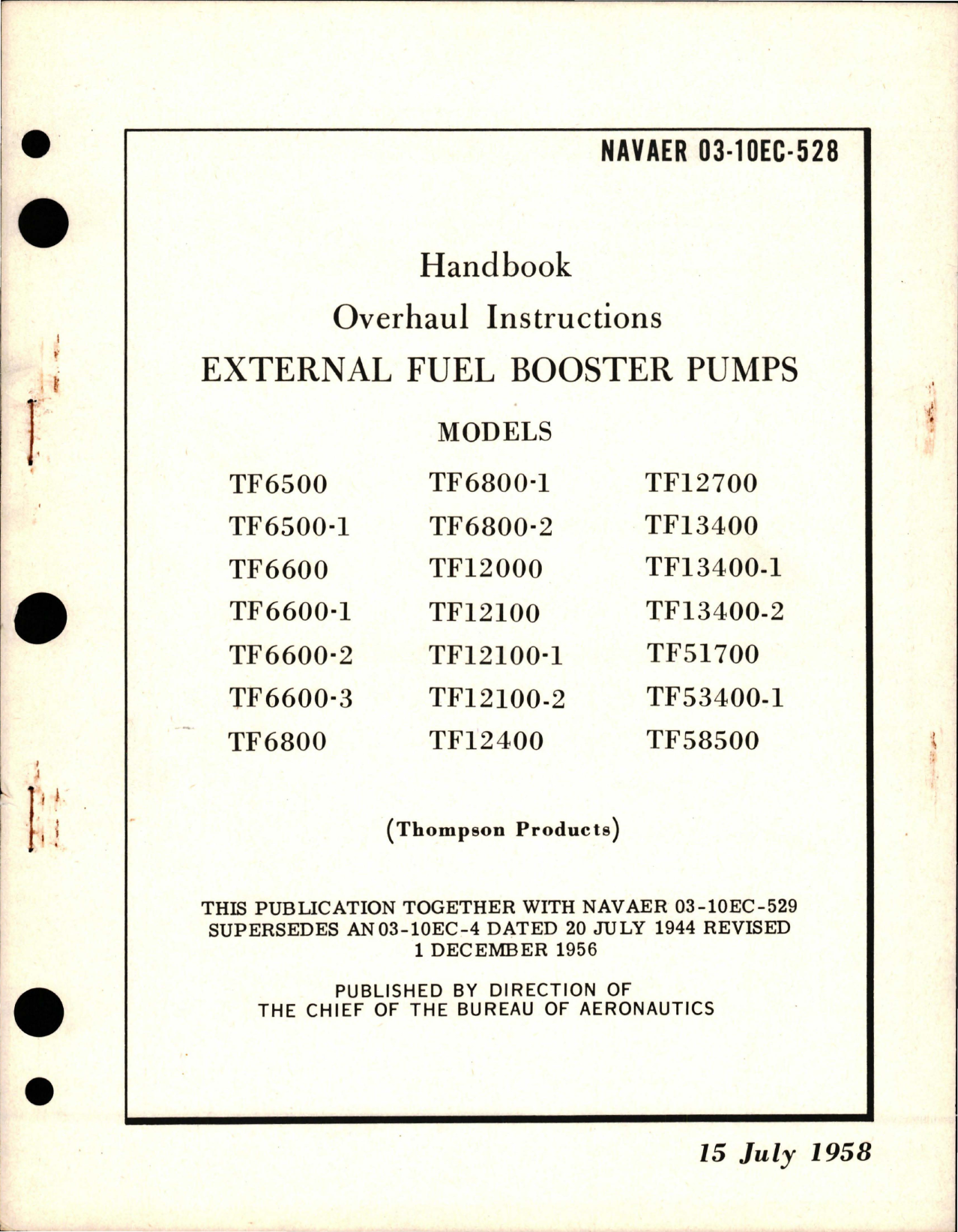 Sample page 1 from AirCorps Library document: Overhaul Instructions for External Fuel Booster Pumps