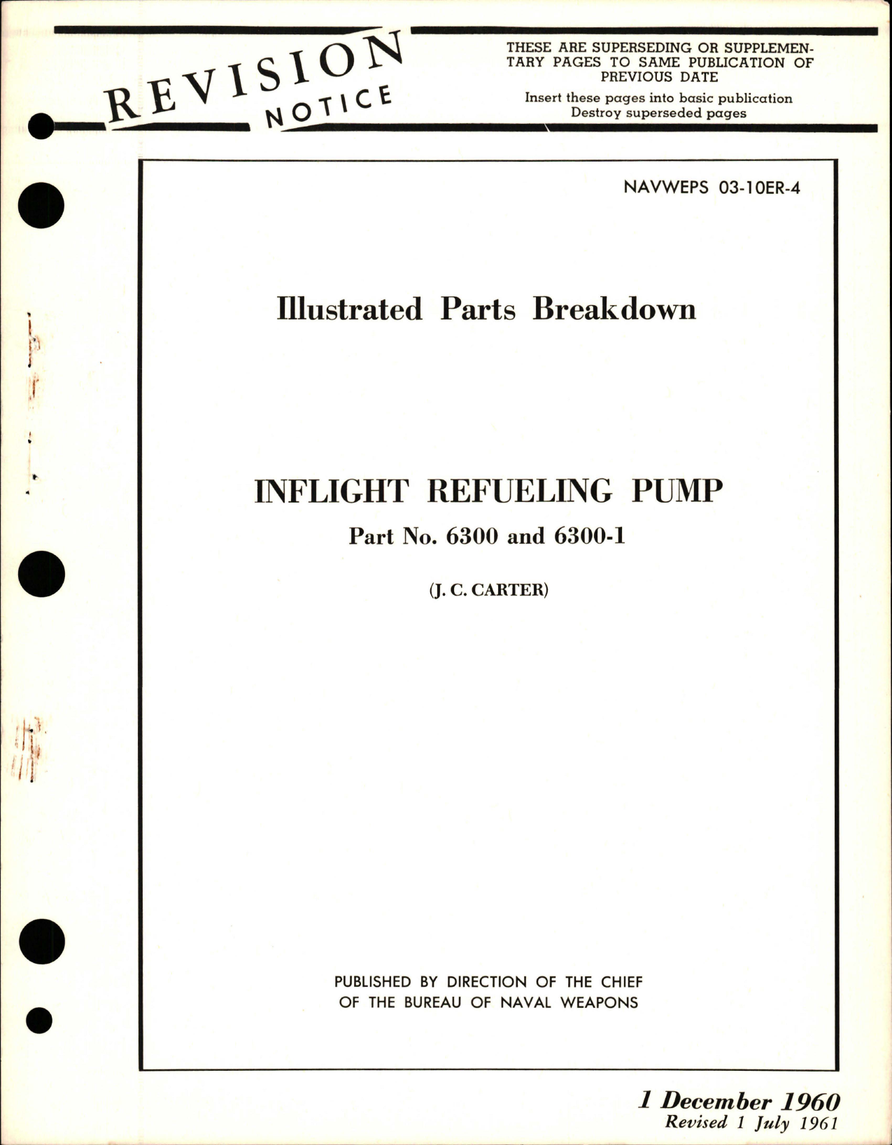 Sample page 1 from AirCorps Library document: Illustrated Parts Breakdown for Inflight Refueling Pump - Part 6300 and 6300-1