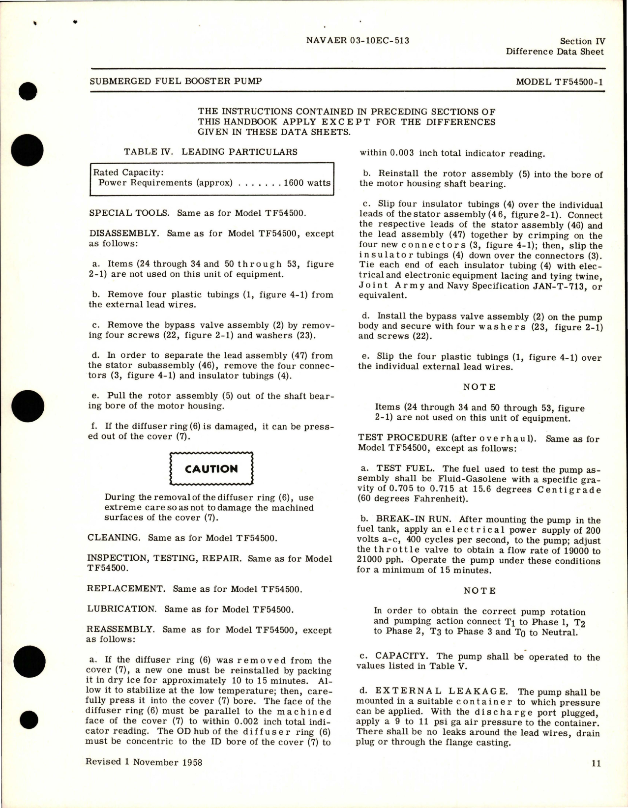 Sample page 7 from AirCorps Library document: Overhaul Instructions for Submerged Fuel Booster Pump - Models TF54500, TF54500-1, TF54500-6