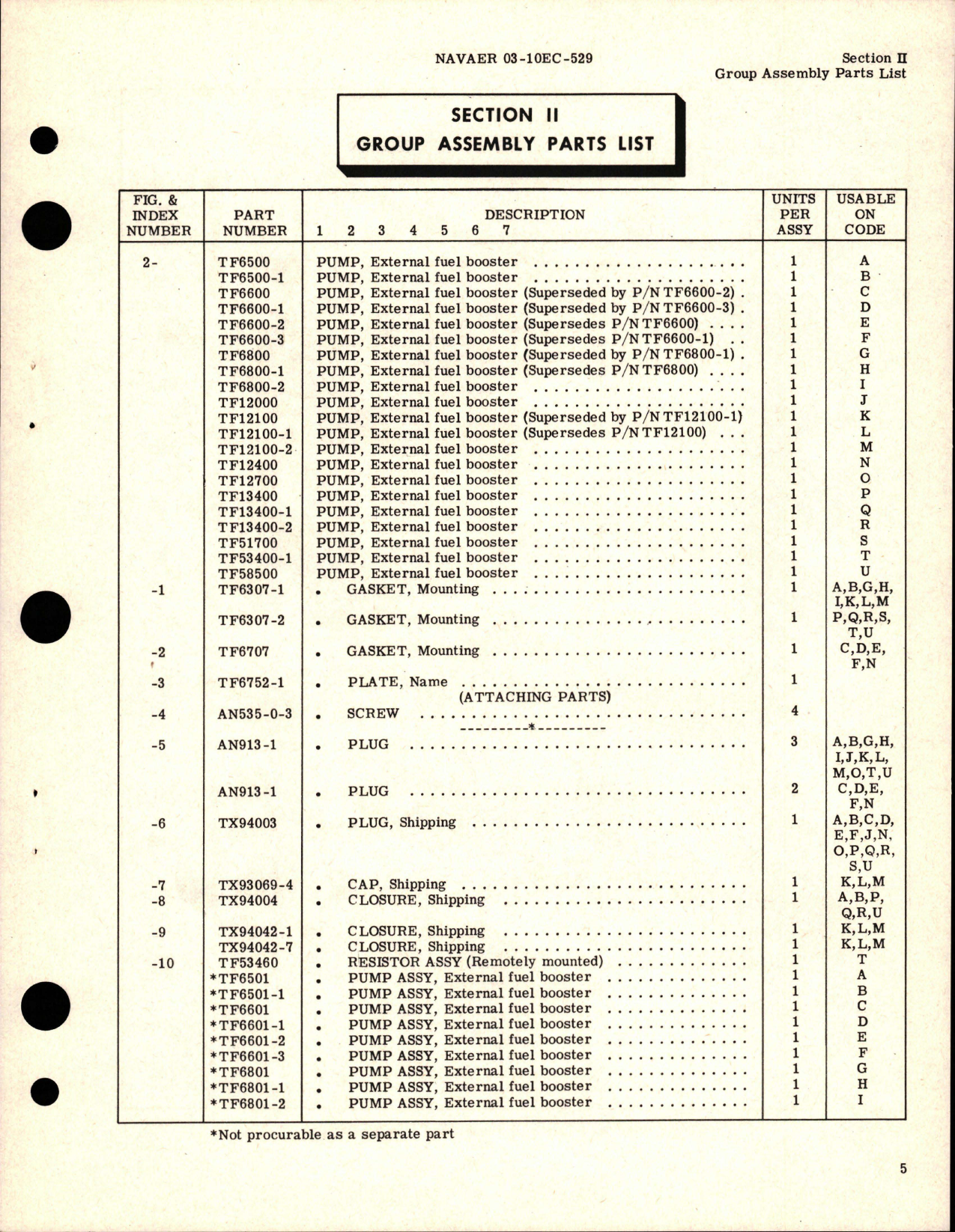 Sample page 7 from AirCorps Library document: Illustrated Parts Breakdown for External Fuel Booster Pumps