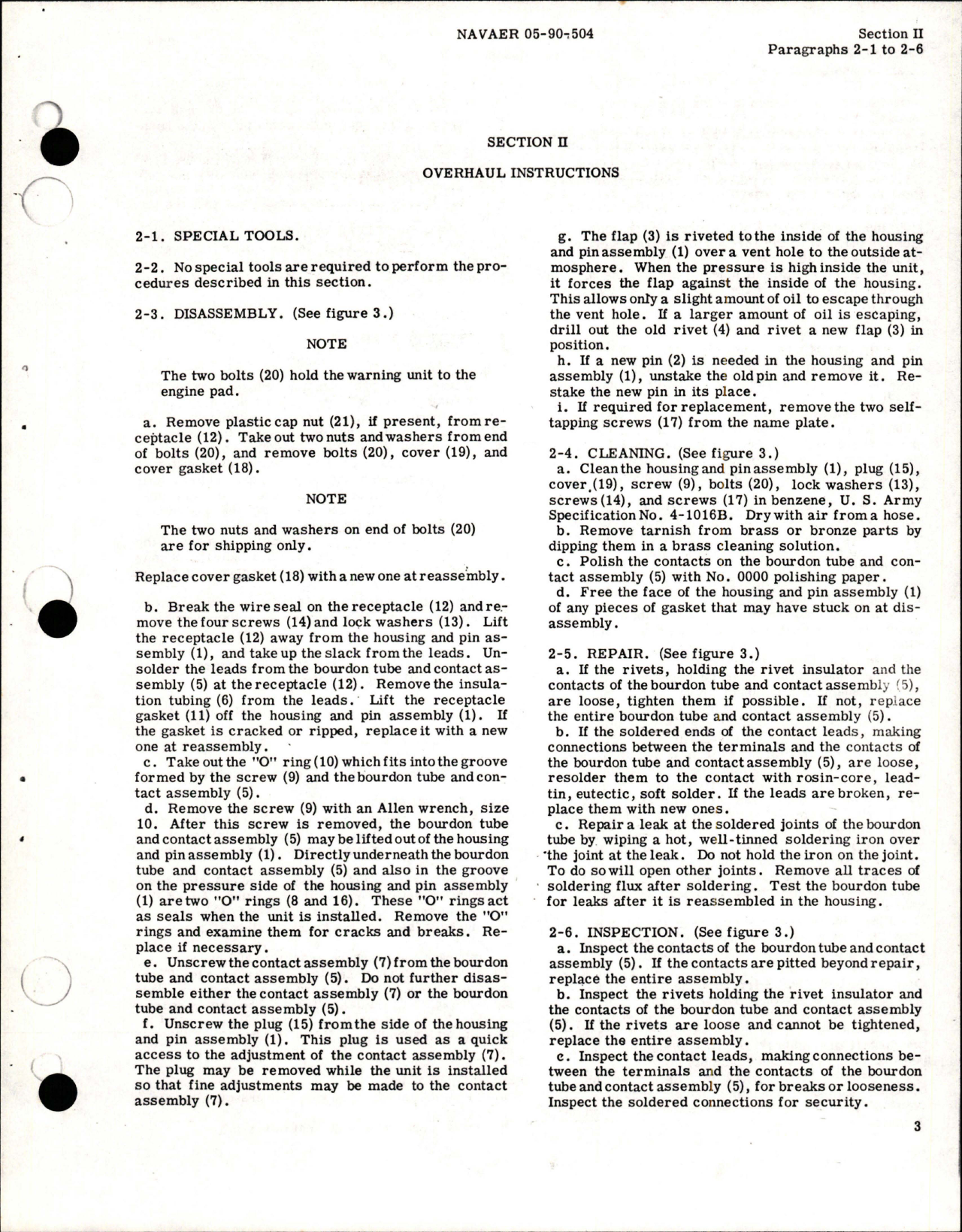 Sample page 5 from AirCorps Library document: Operation, Service and Overhaul with Parts for Oil Pressure Warning Unit - Parts 3140-1-A-500 and 3140-1-A-550