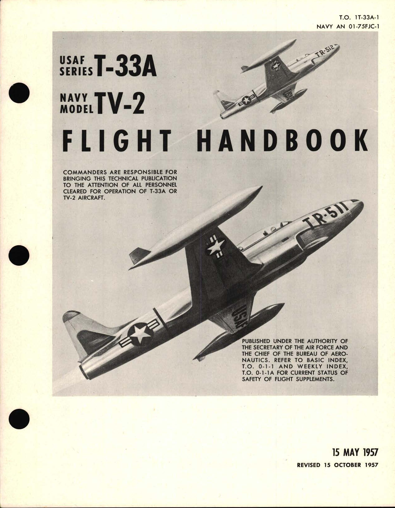 Sample page 1 from AirCorps Library document:  T-33A & TV-2 Flight Handbook, 