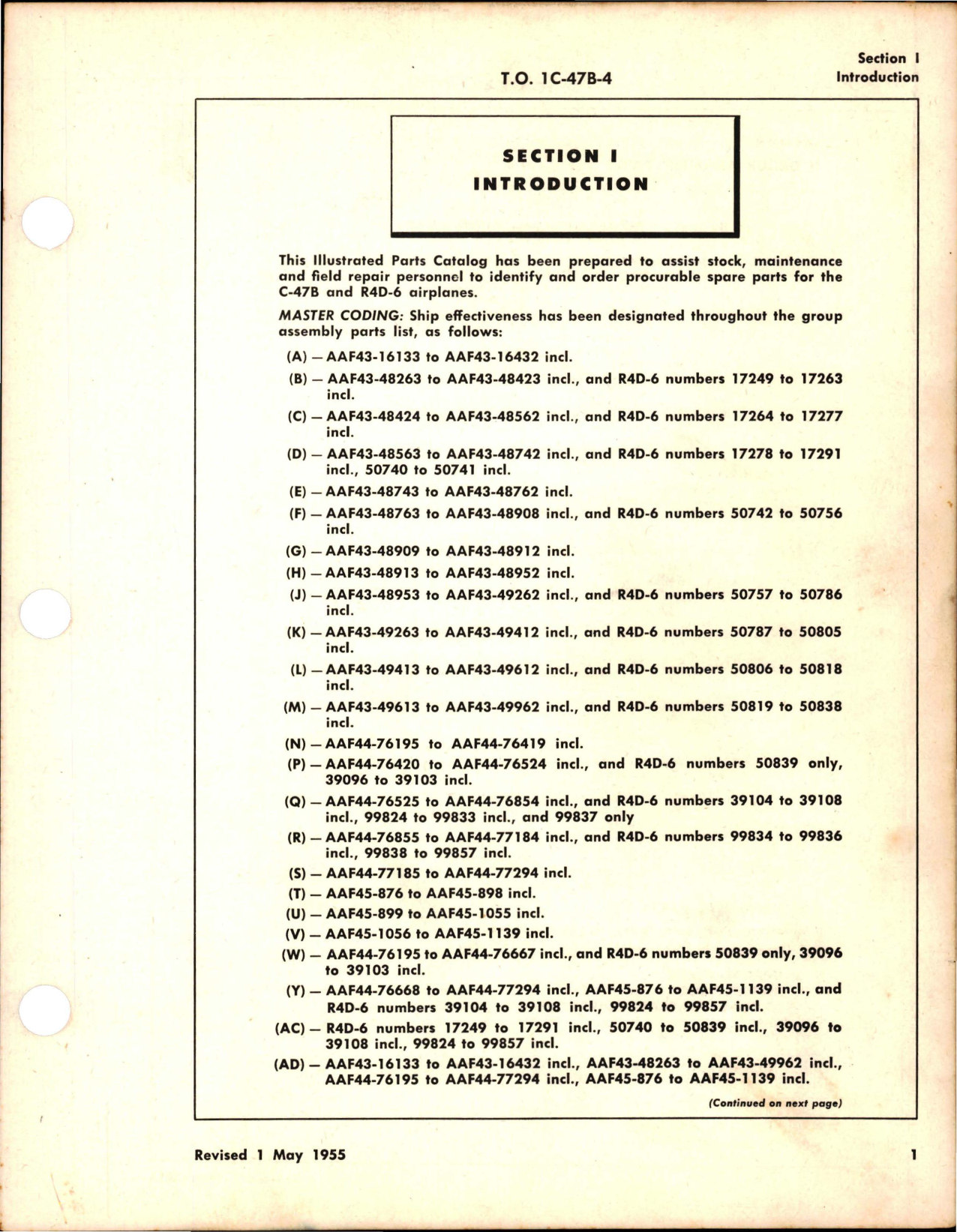 Sample page 9 from AirCorps Library document: Illustrated Parts Breakdown for C-47B, C-47D, and R4D-6