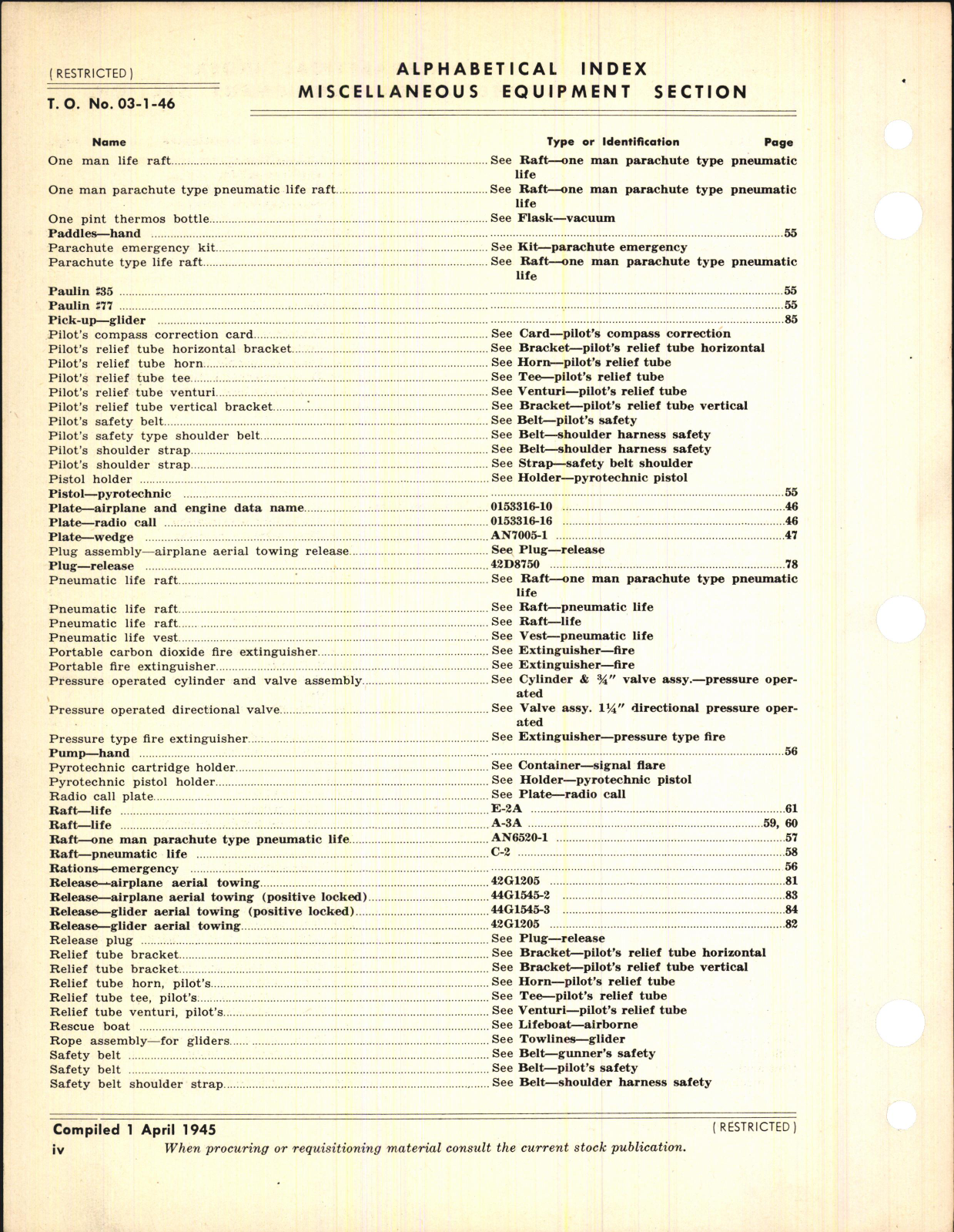 Sample page 6 from AirCorps Library document: Index of Army-Navy Aeronautical Equipment - Miscellaneous