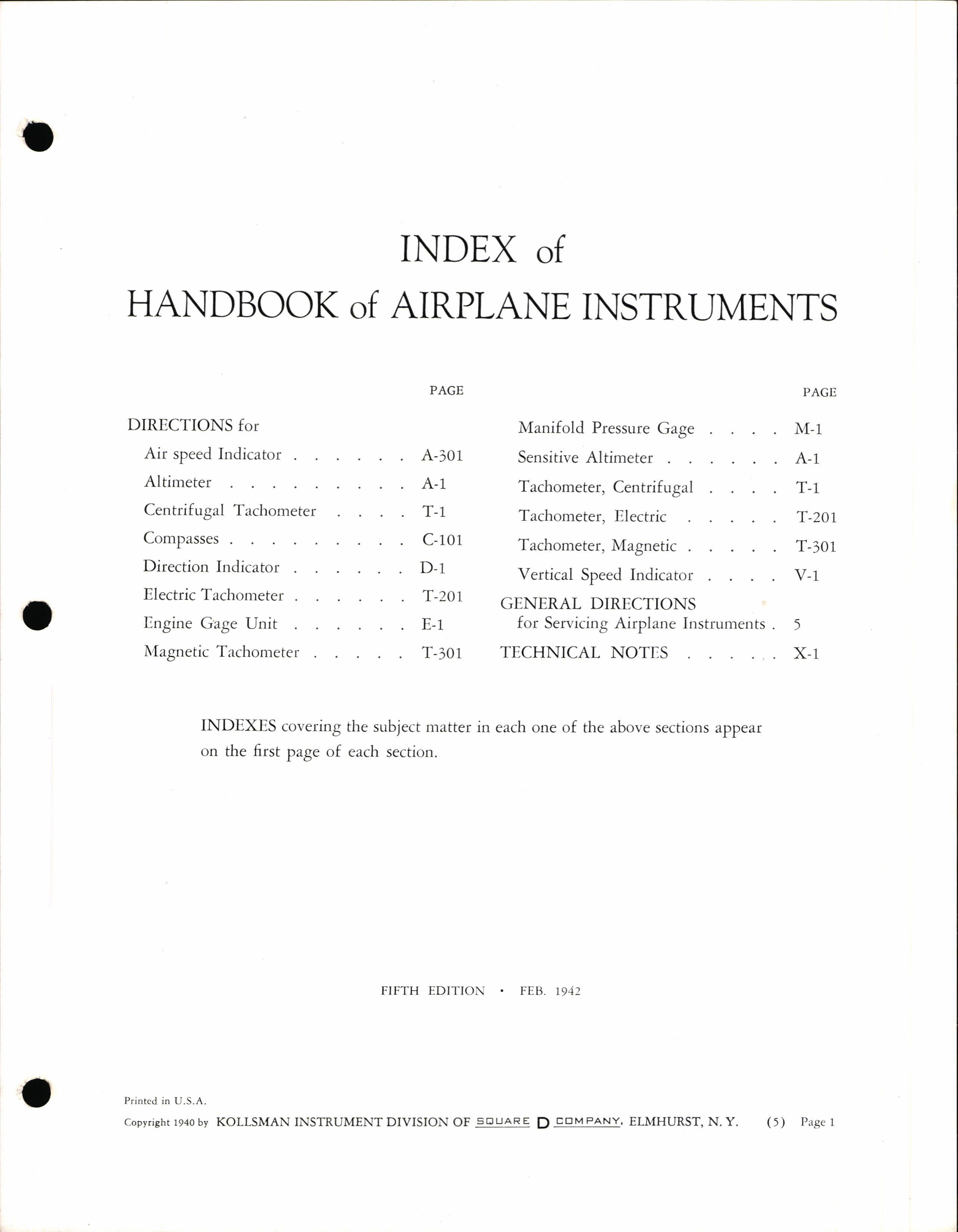 Sample page 4 from AirCorps Library document: Handbook of Airplane Instruments
