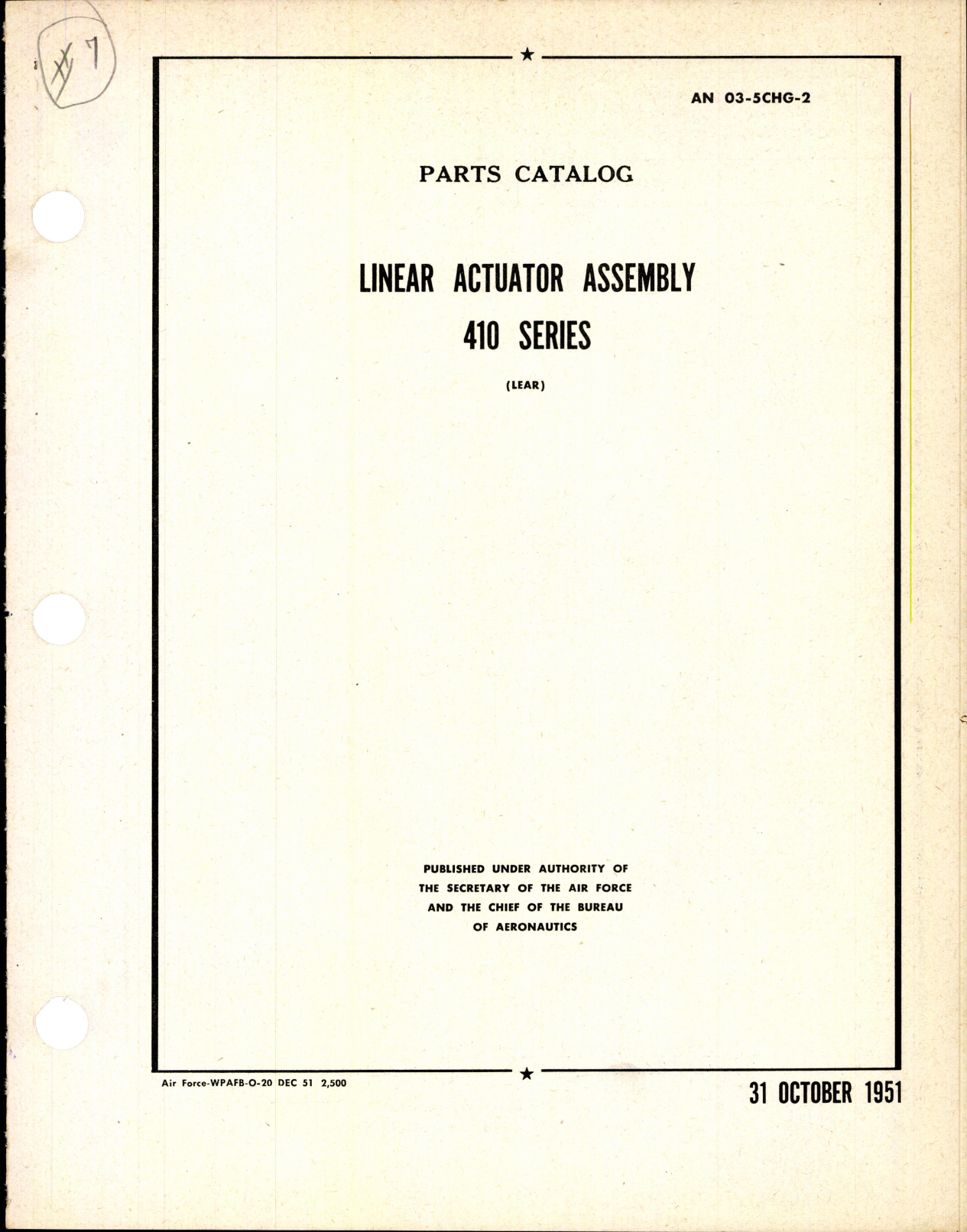 Sample page 1 from AirCorps Library document: Parts Catalog for Linear Actuator Assembly 410 Series