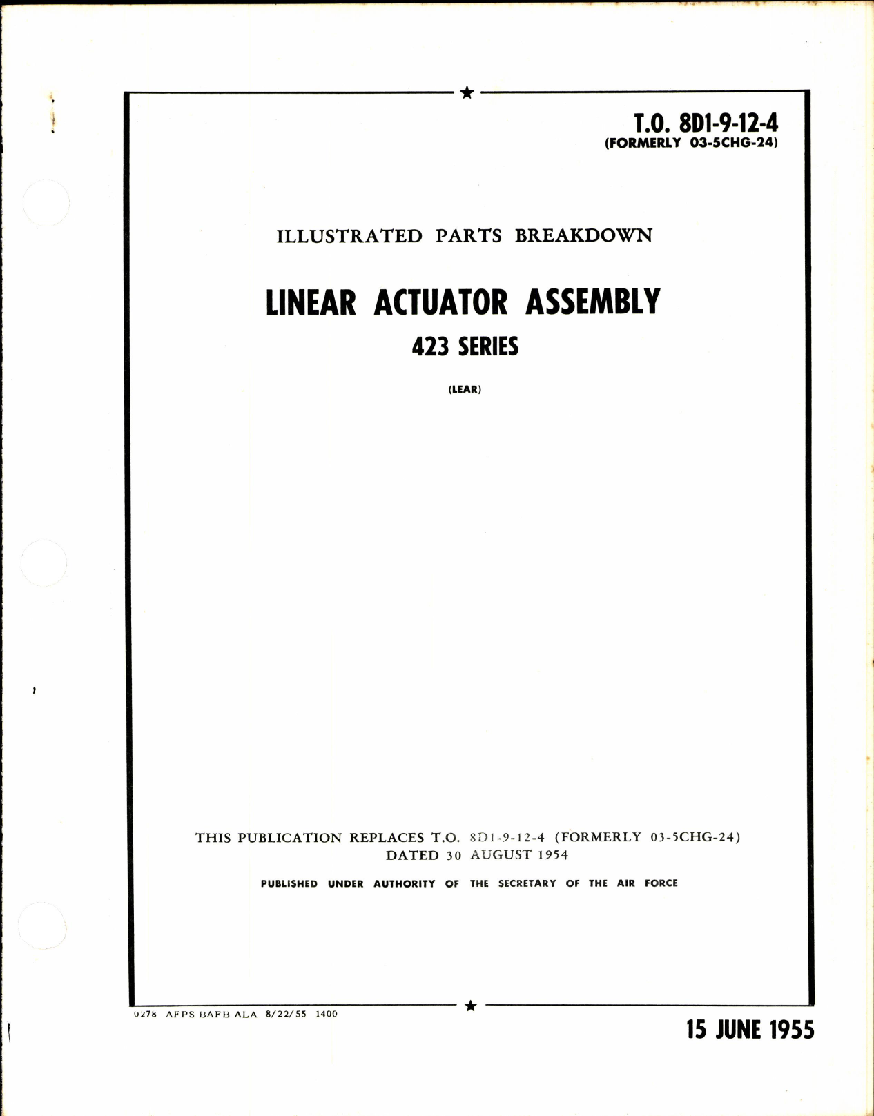 Sample page 1 from AirCorps Library document: Illustrated Parts Breakdown Linear Actuator Assembly 423 Series