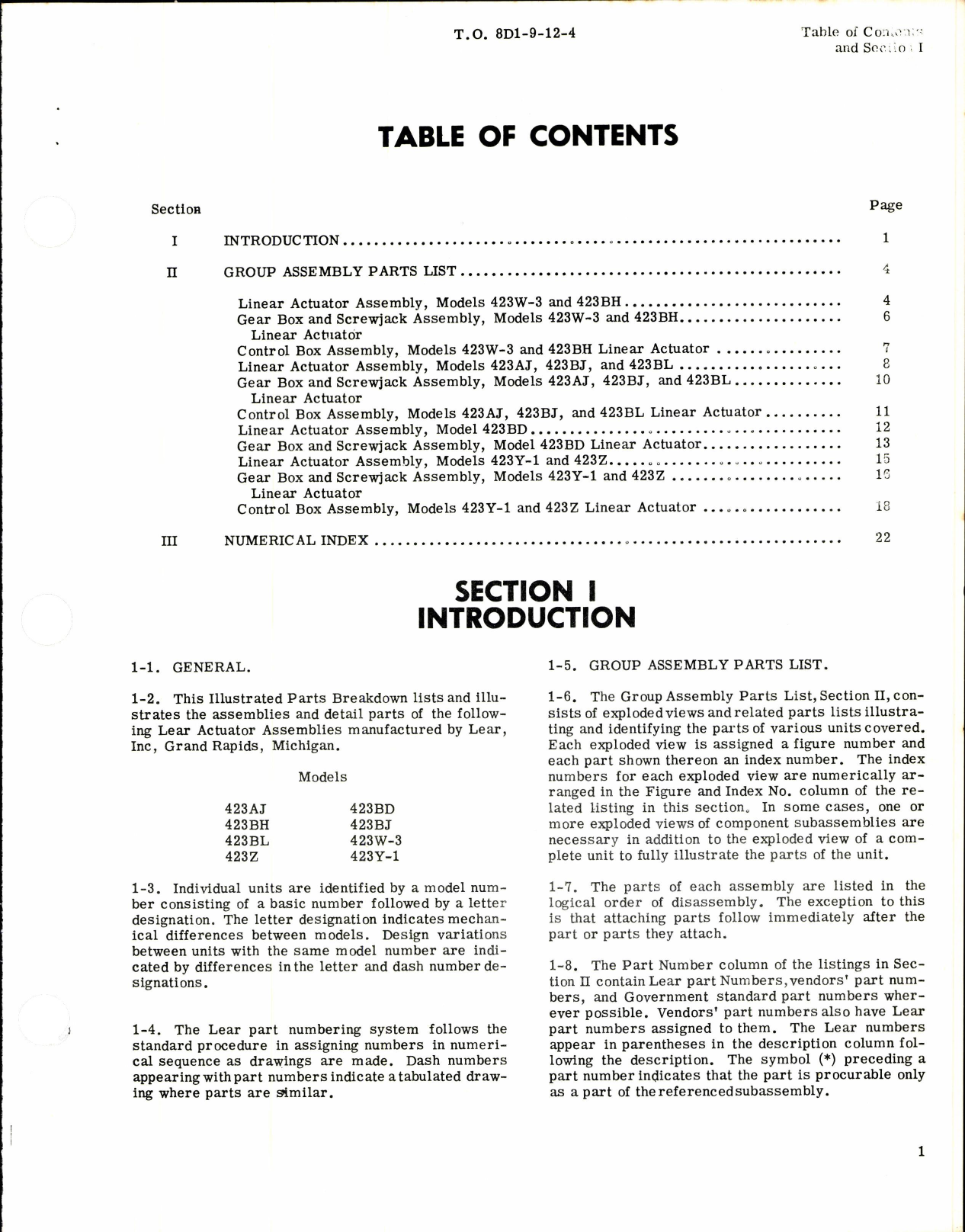 Sample page 3 from AirCorps Library document: Illustrated Parts Breakdown Linear Actuator Assembly 423 Series