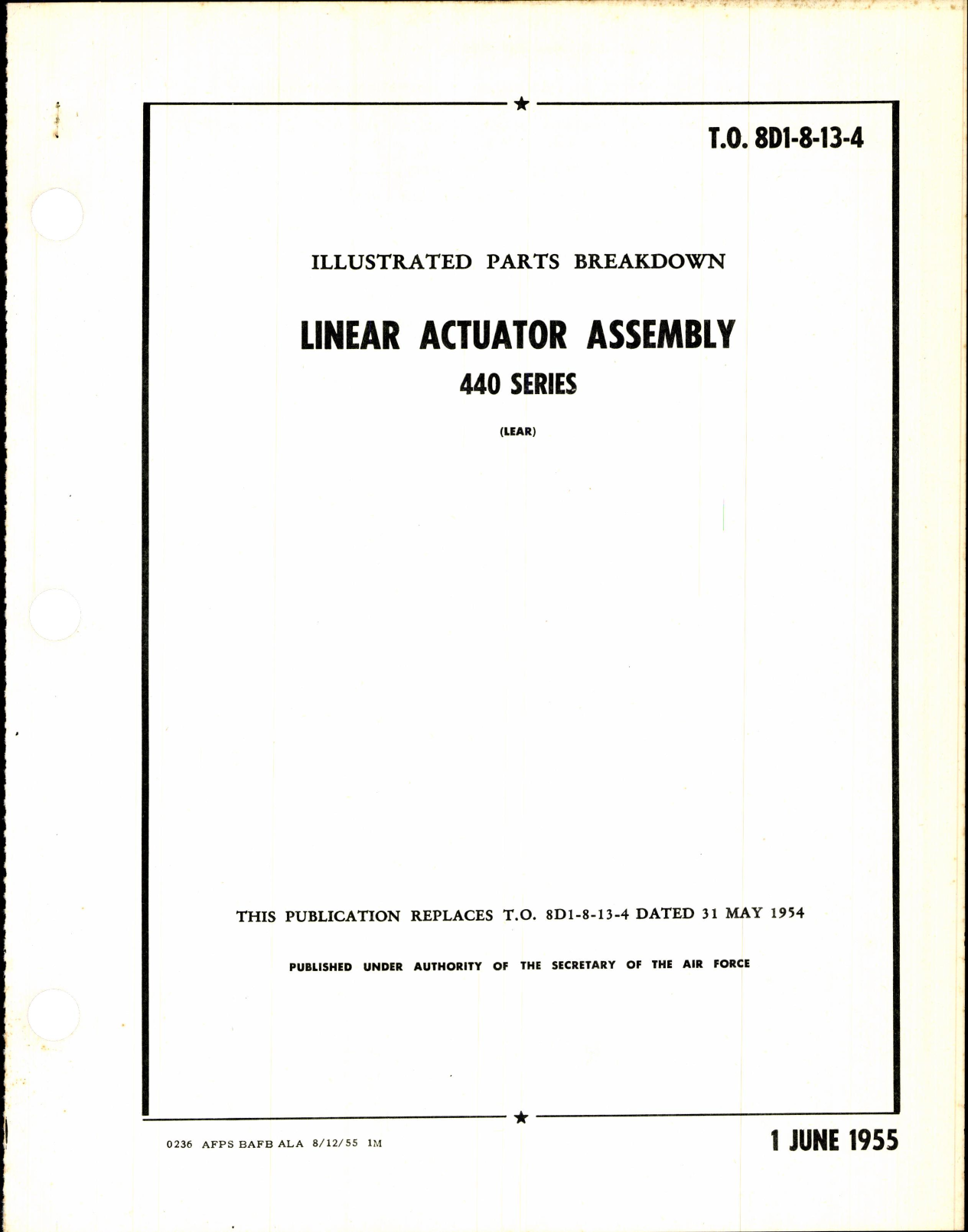 Sample page 1 from AirCorps Library document: Parts Breakdown Linear Actuator Assembly 440 Series