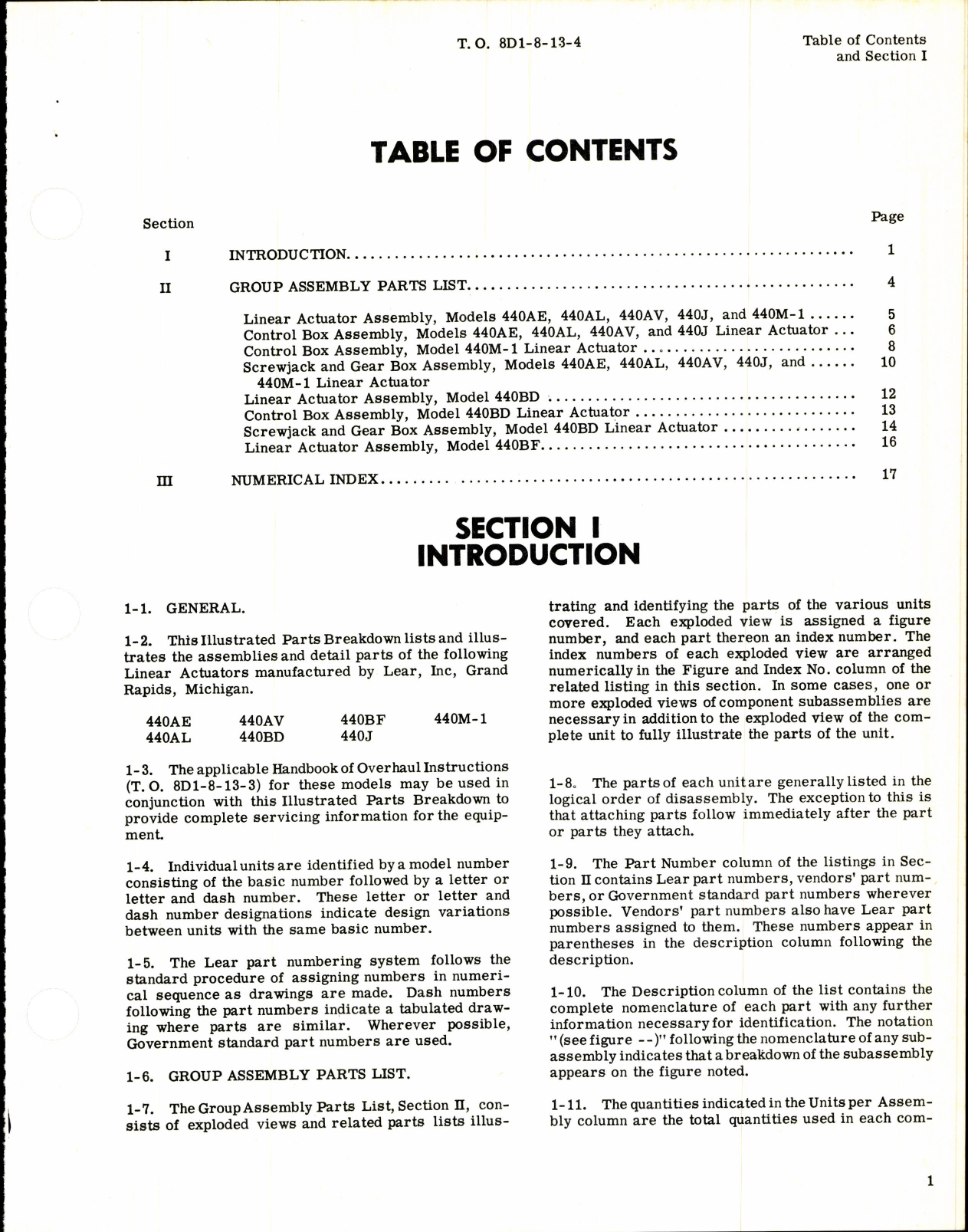 Sample page 3 from AirCorps Library document: Parts Breakdown Linear Actuator Assembly 440 Series