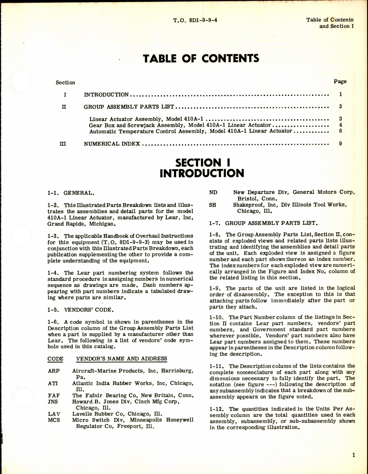 Sample page 3 from AirCorps Library document: Parts Breakdown for LInear Actuator Assembly Model 410A-1