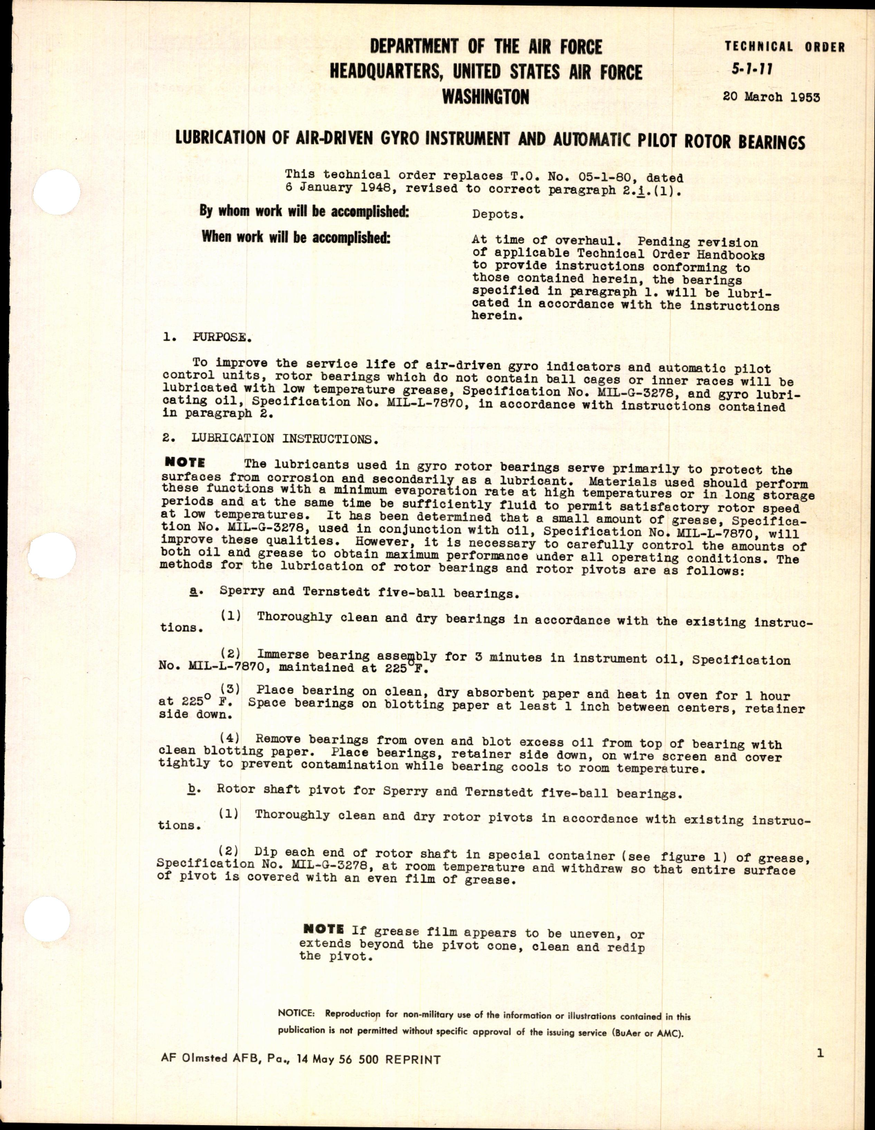 Sample page 1 from AirCorps Library document: Lubrication of Air-Driven Gyro Instrument & Automatic Pilot 