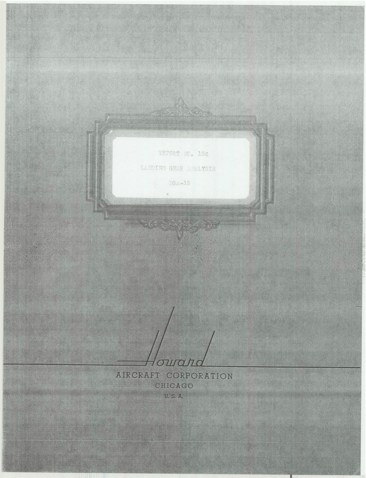 Sample page 1 from AirCorps Library document: Report 156, Landing Gear Analysis, DGA-15