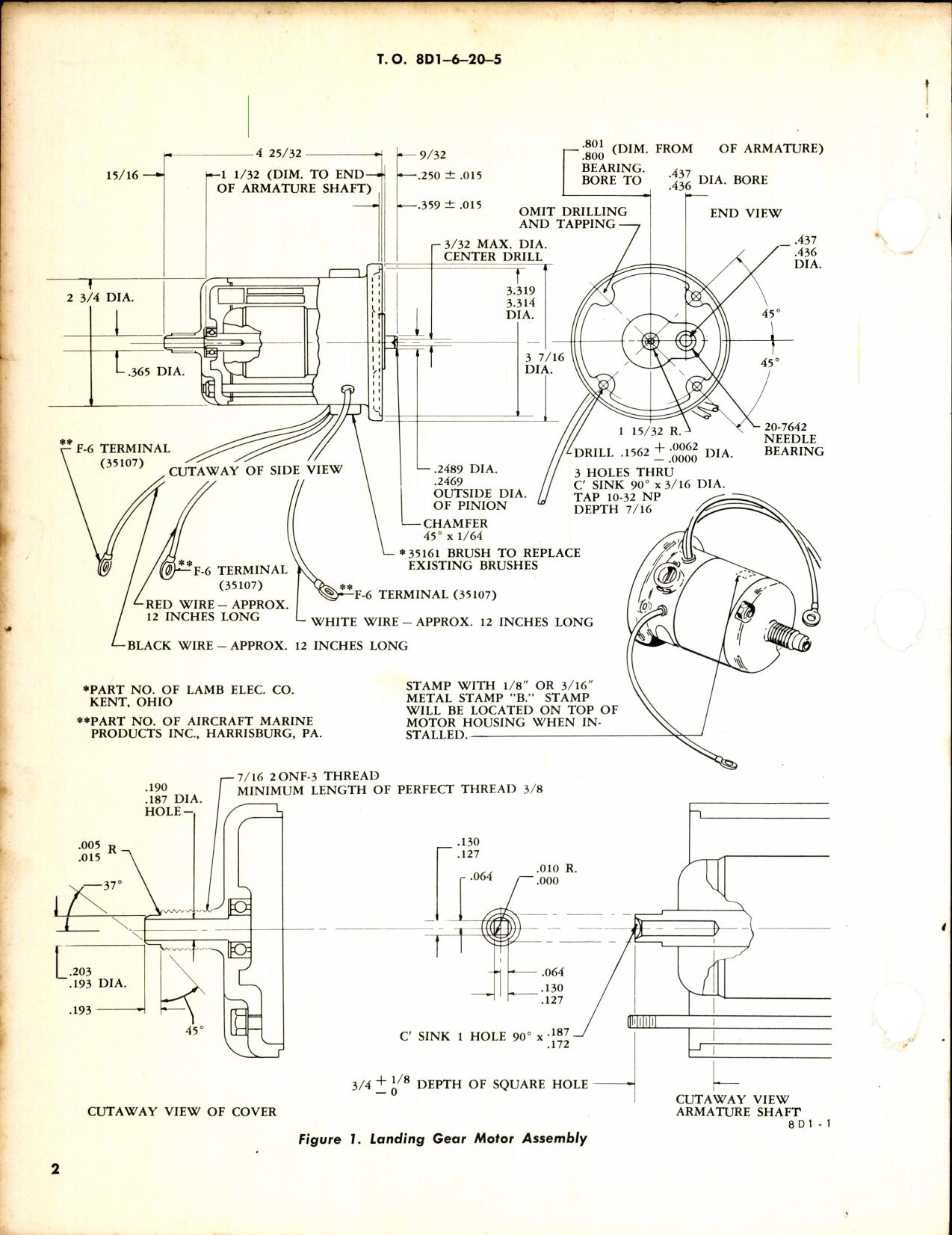 Sample page 2 from AirCorps Library document: Landing Gear Motor Assembly Difference Between Lamb & Beech