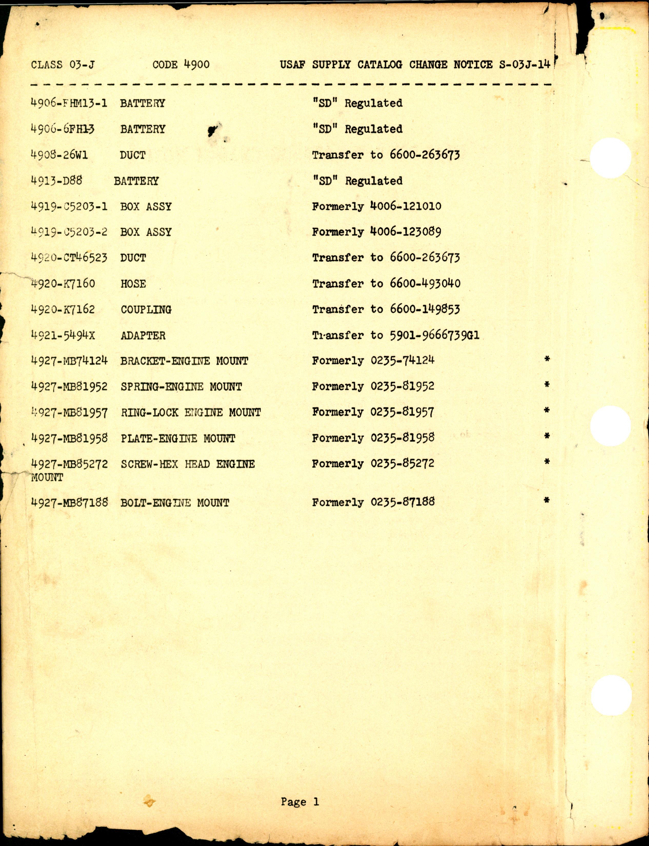 Sample page 2 from AirCorps Library document: USAF Supply Catalog Change Notice - Misc. Aircraft Engine Accessories