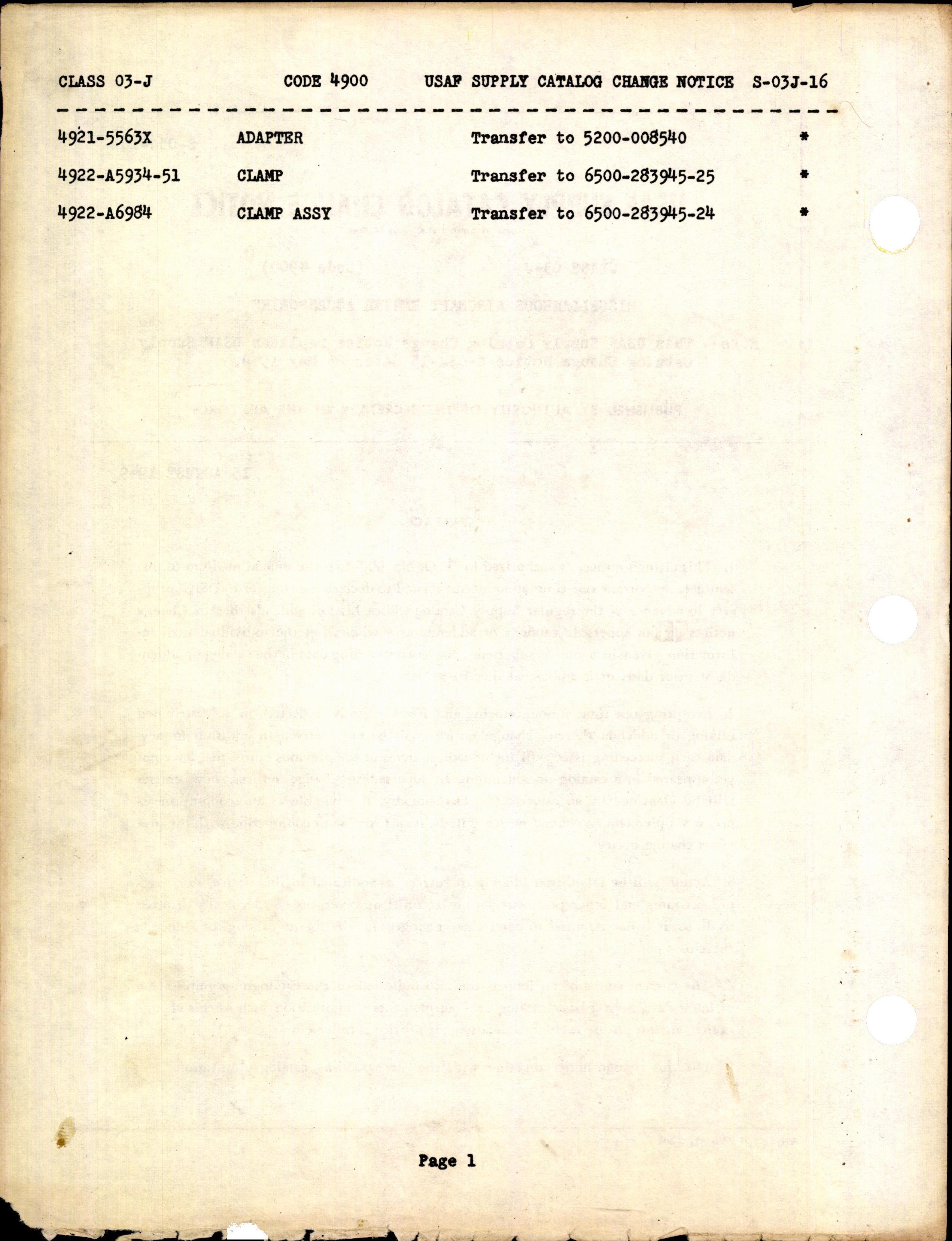 Sample page 4 from AirCorps Library document: USAF Supply Catalog Change Notice - Misc. Aircraft Engine Accessories