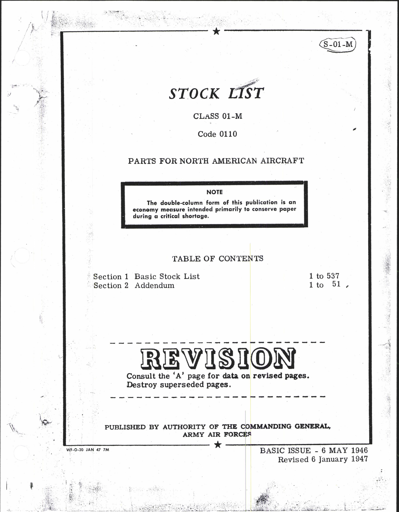 Sample page 1 from AirCorps Library document: Stock List Parts for North American Aircraft