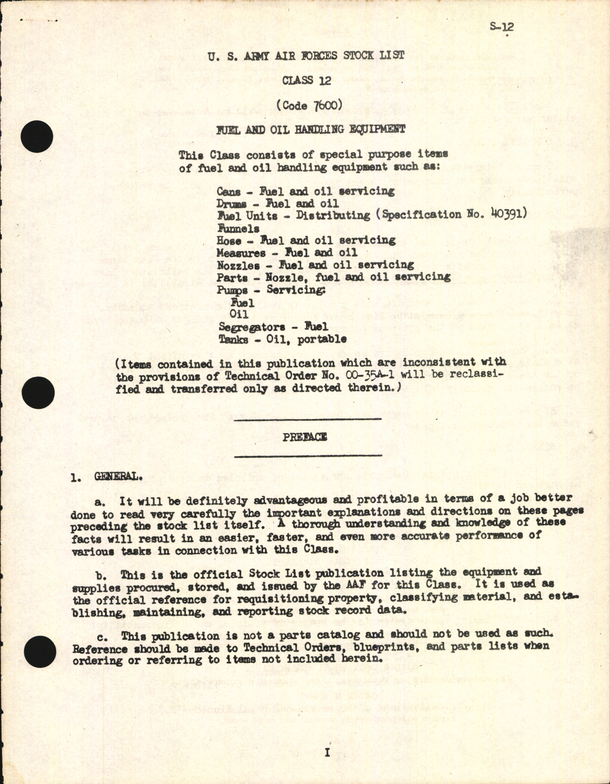 Sample page 3 from AirCorps Library document: Stock List Fuel and Oil Handling Equipment