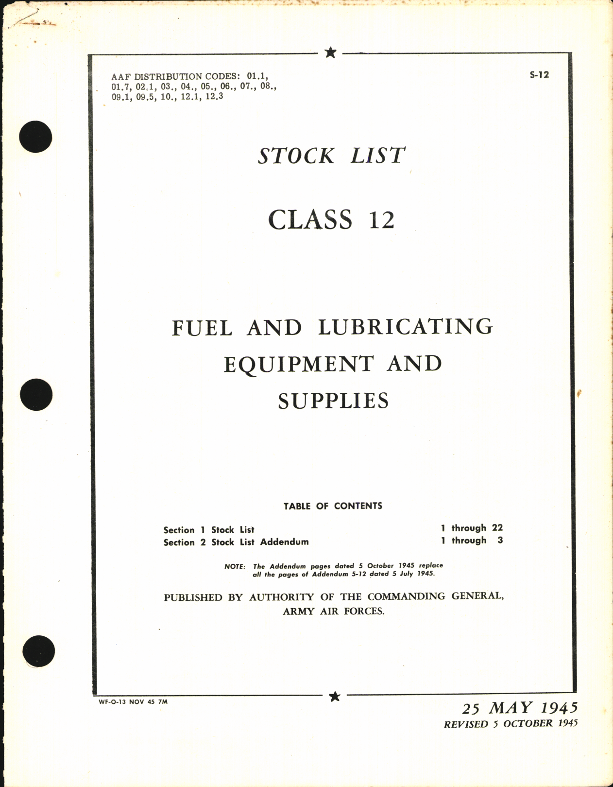 Sample page 1 from AirCorps Library document: Stock List Fuel and Lubricating Equipment and Supplies