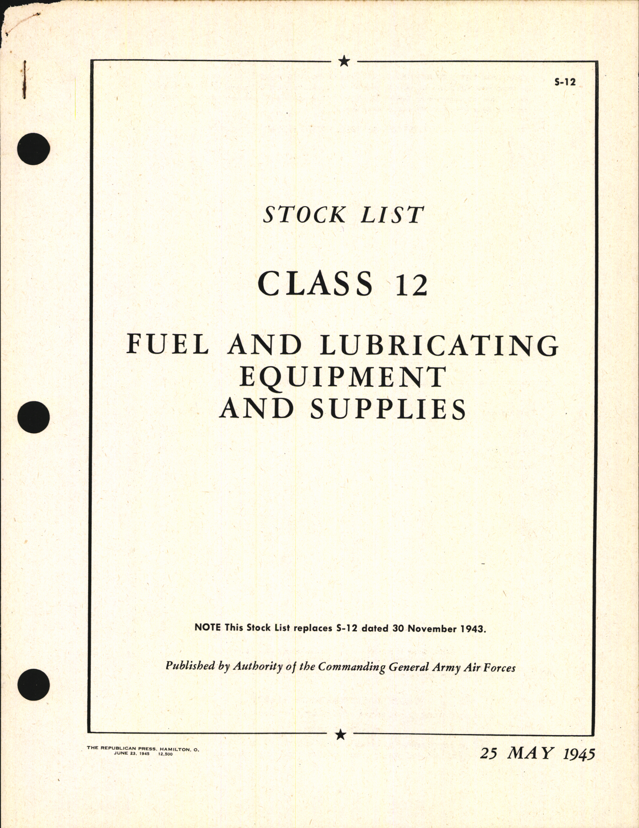 Sample page 1 from AirCorps Library document: Stock List Fuel and Lubricating Equipment and Supplies