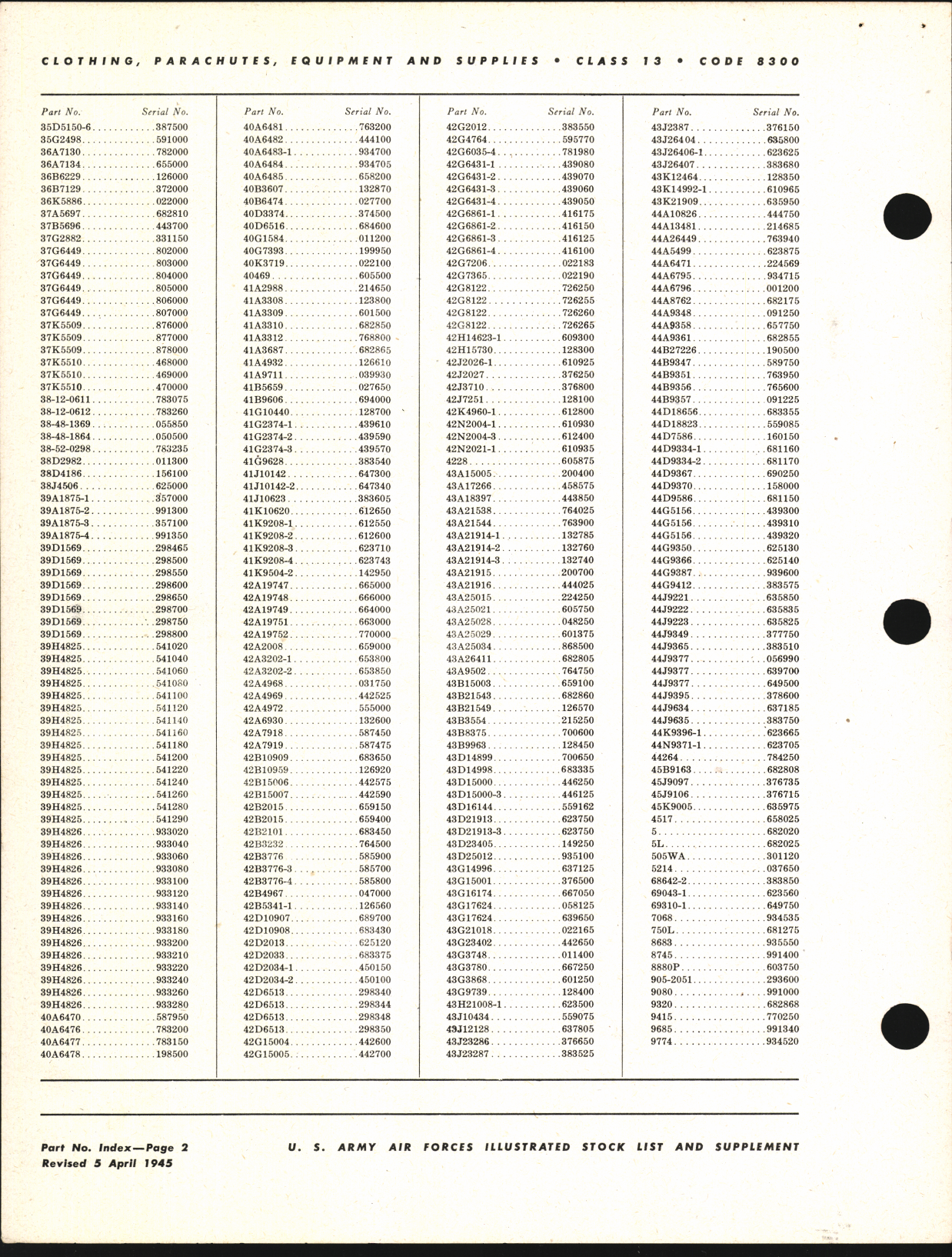 Sample page 4 from AirCorps Library document: Illustrated Stock List Clothing, Parachutes, Equipment and Supplies