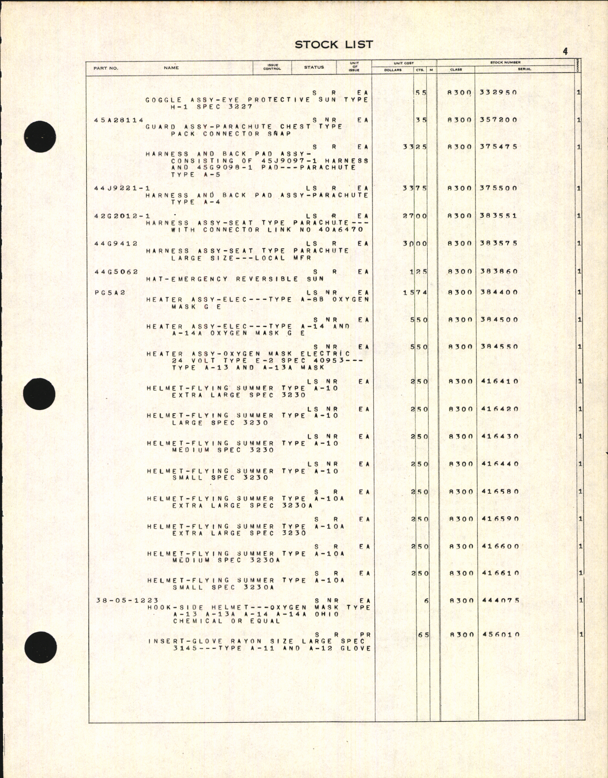 Sample page 7 from AirCorps Library document: Illustrated Stock List Special Clothing and Personal Equipment