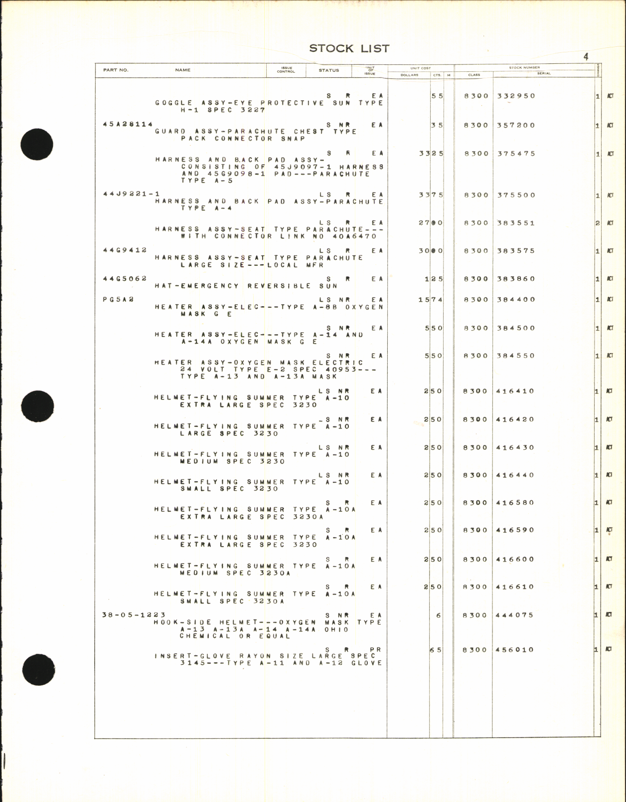 Sample page 7 from AirCorps Library document: Illustrated Stock List Special Clothing and Personal Equipment