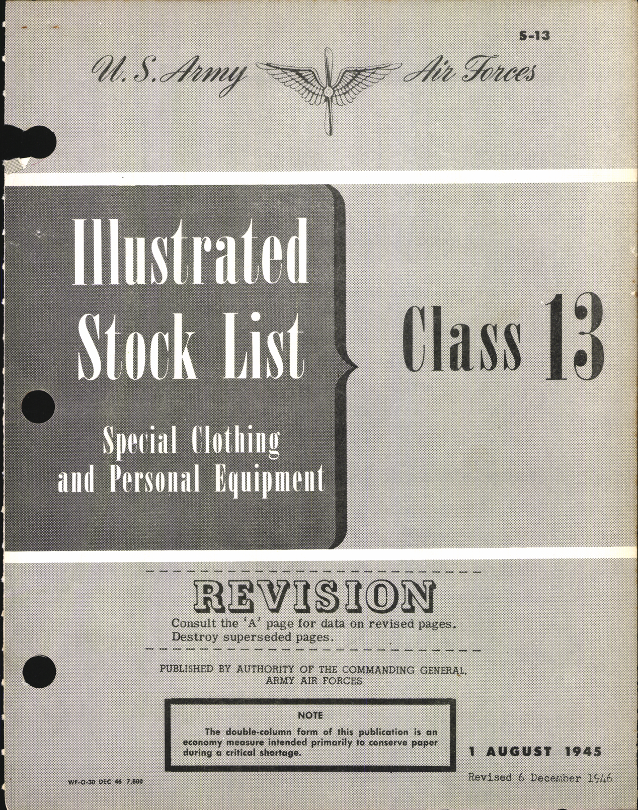 Sample page 1 from AirCorps Library document: Illustrated Stock List Special Clothing and Personal Equipment