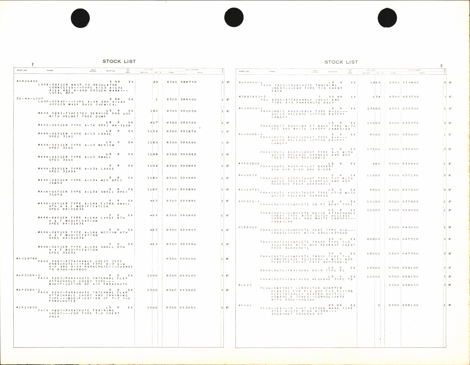 Sample page 7 from AirCorps Library document: Illustrated Stock List Special Clothing and Personal Equipment