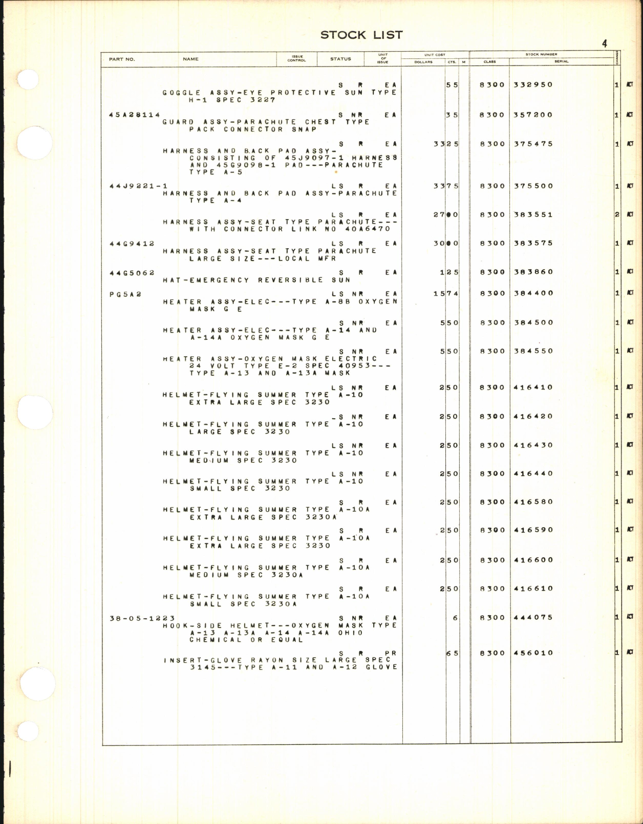 Sample page 7 from AirCorps Library document: Illustrated Stock List Special Clothing and Personal Equipment