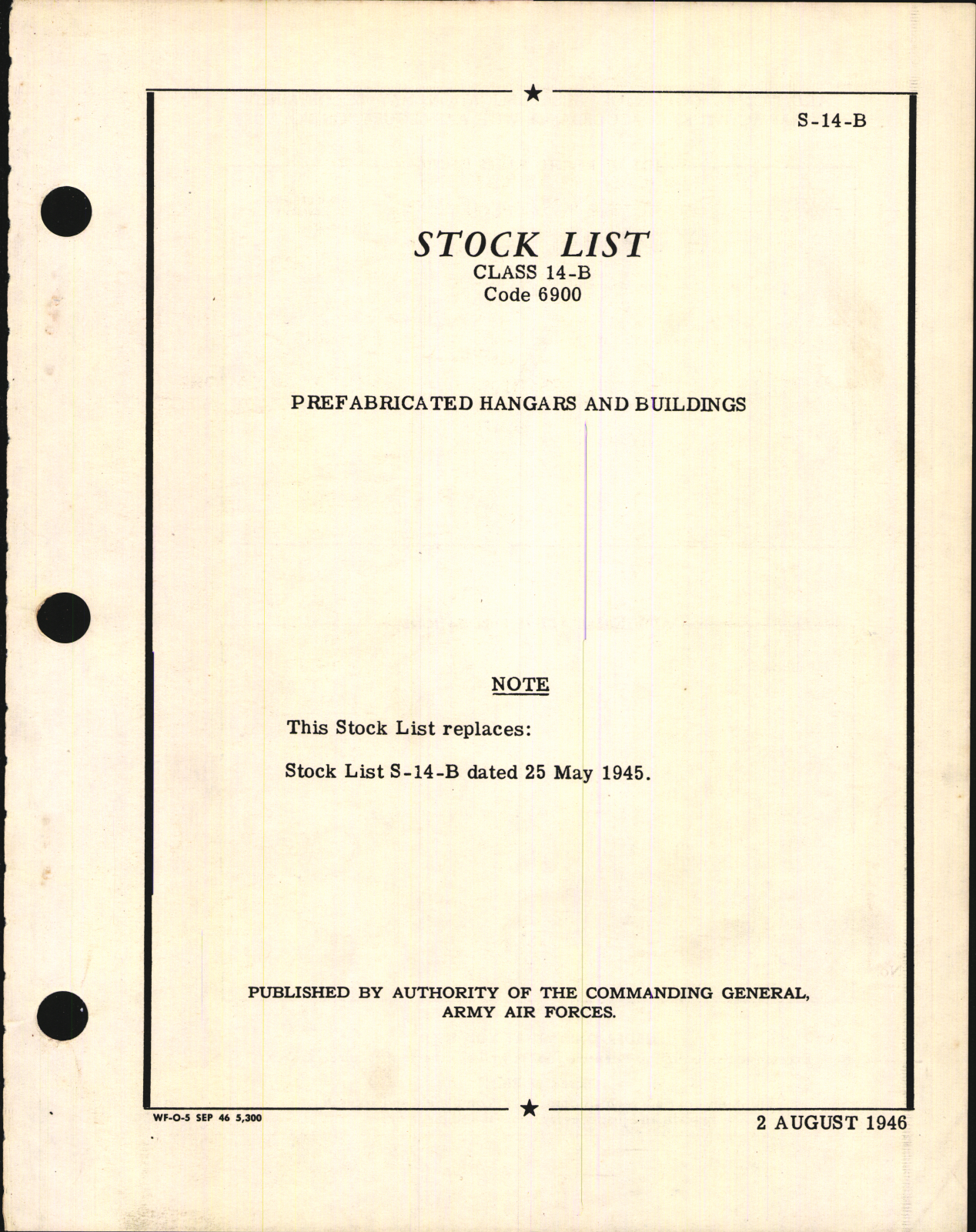 Sample page 1 from AirCorps Library document: Stock List for Prefabricated Hangars and Buildings