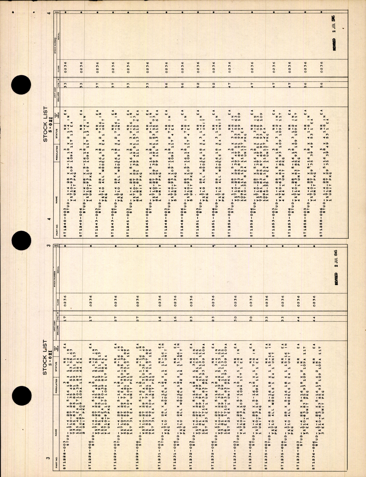 Sample page 5 from AirCorps Library document: Stock List - Parts For Allison Engines