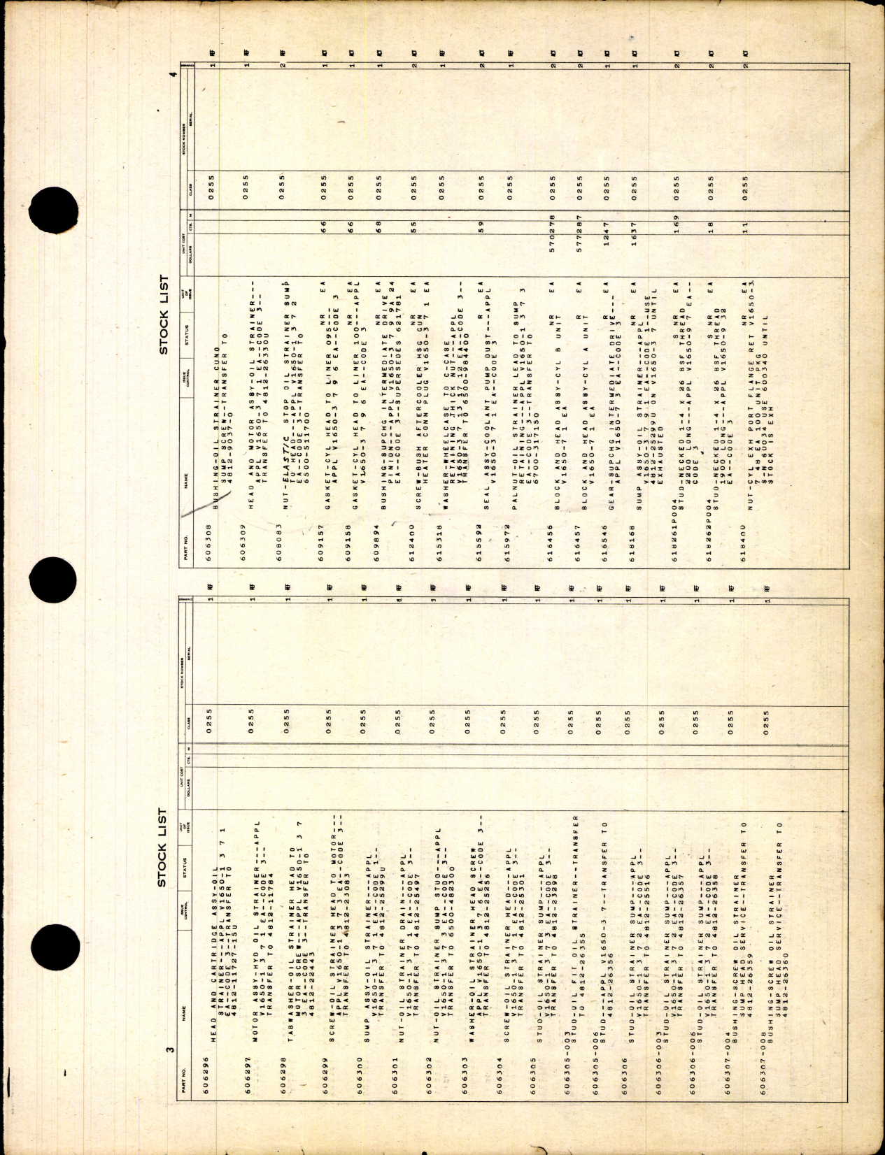 Sample page 5 from AirCorps Library document: Stock List - Parts For Rolls-Royce Engines (Packard)