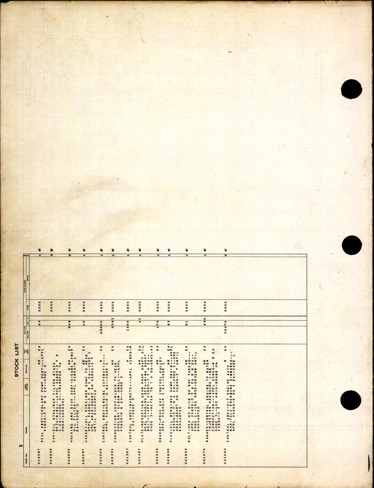 Sample page 6 from AirCorps Library document: Stock List - Parts For Rolls-Royce Engines (Packard)