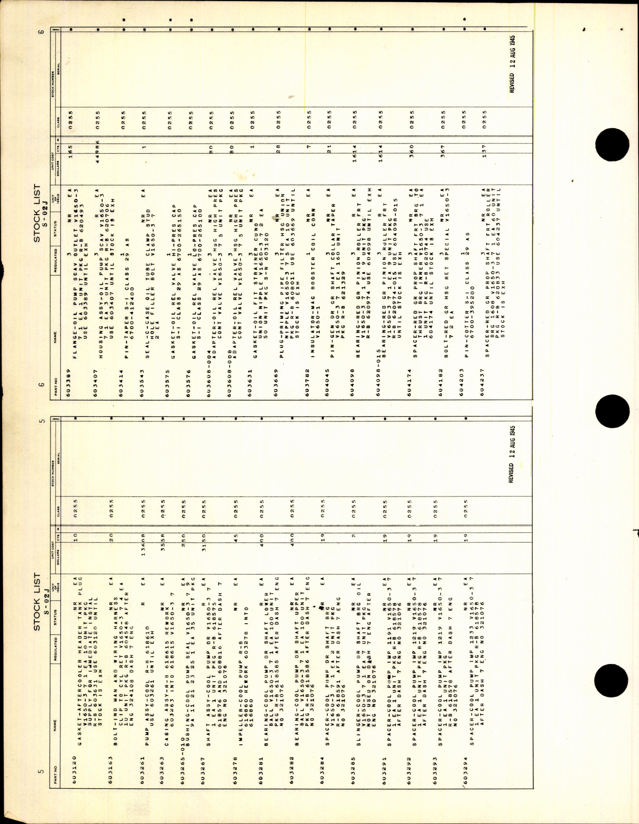 Sample page 6 from AirCorps Library document: Stock List - Parts For Rolls-Royce Engines