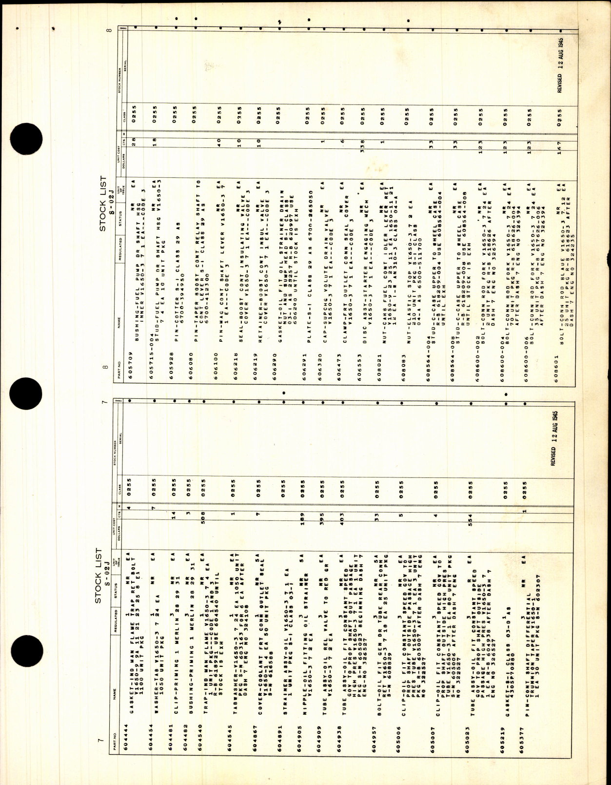 Sample page 7 from AirCorps Library document: Stock List - Parts For Rolls-Royce Engines