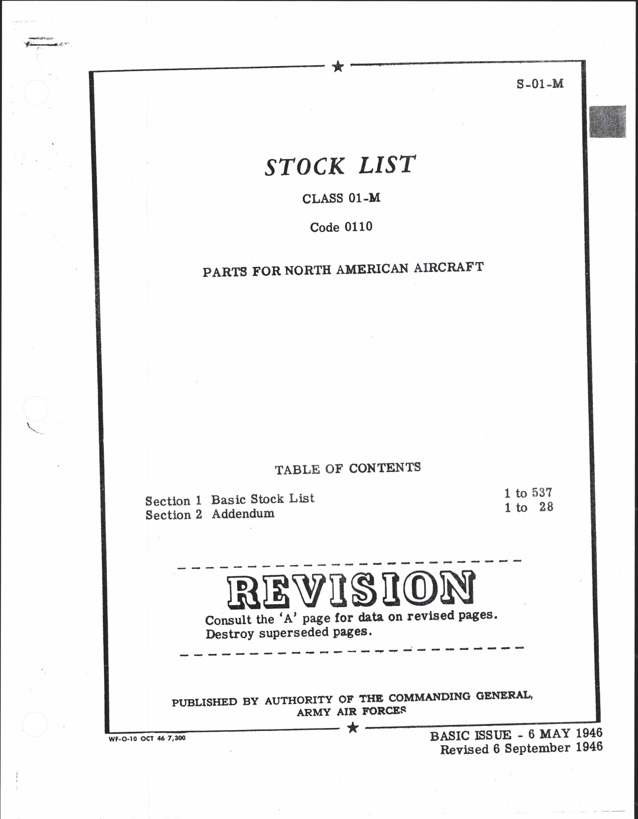 Sample page 1 from AirCorps Library document: Stock List Parts for North American Aircraft