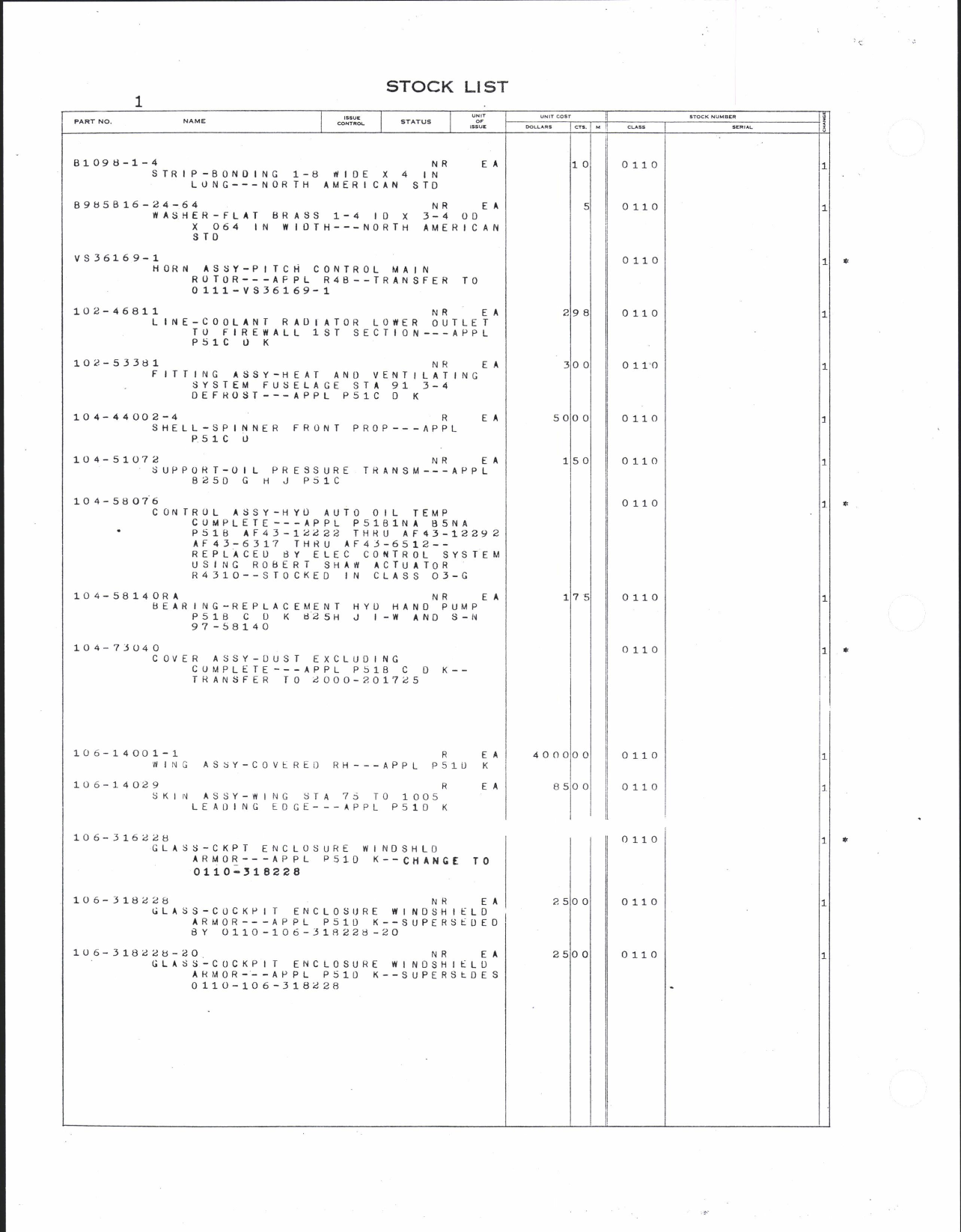 Sample page 4 from AirCorps Library document: Stock List Parts for North American Aircraft