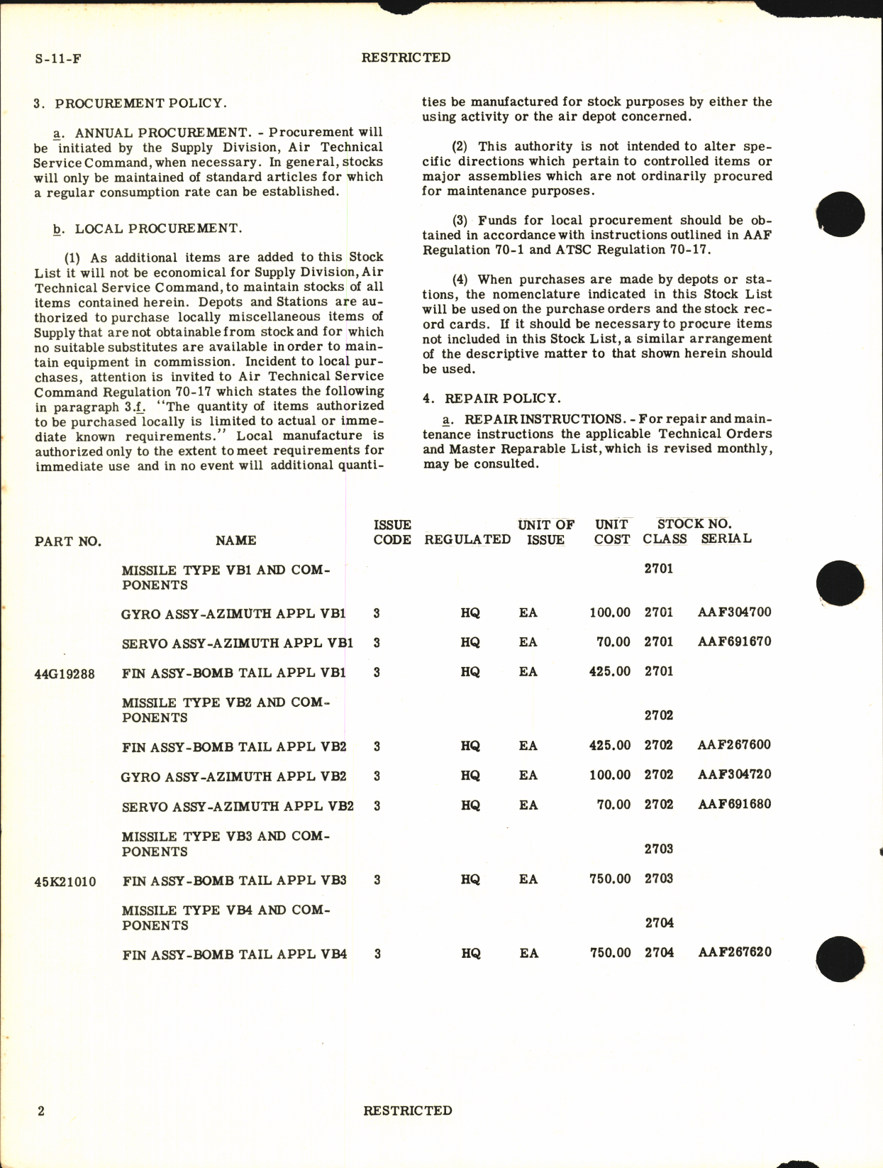Sample page 4 from AirCorps Library document: Stock List Guided Missiles Including Pilotless Aircraft