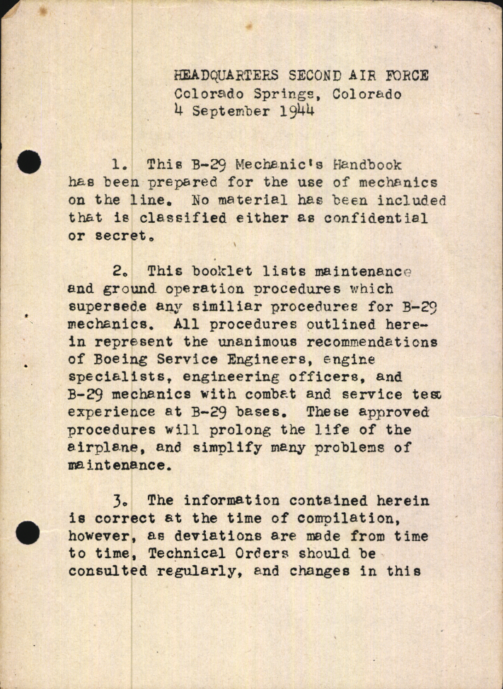 Sample page 7 from AirCorps Library document: B-29 Standard Mechanic's Handbook, Second Air Force