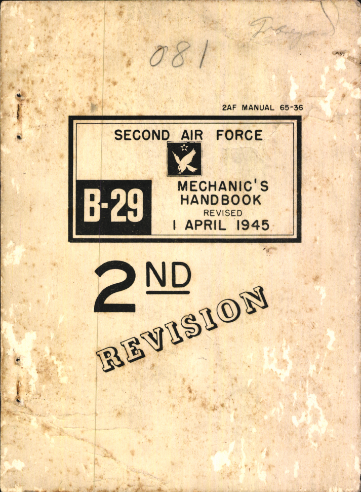 Sample page 1 from AirCorps Library document: B-29 Mechanic's Handbook, Second Air Force 2nd Revision
