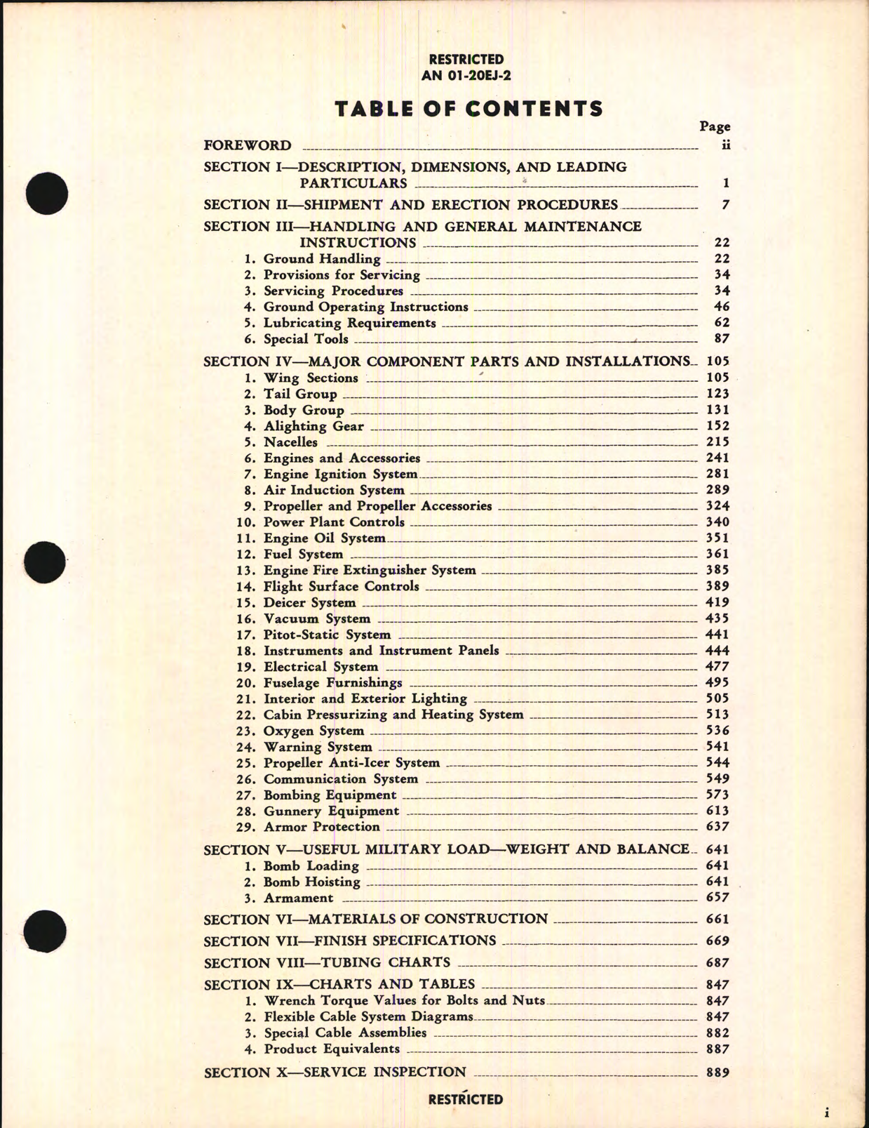 Sample page 7 from AirCorps Library document: Erection and Maintenance Instructions for Army Model B-29 Airplane