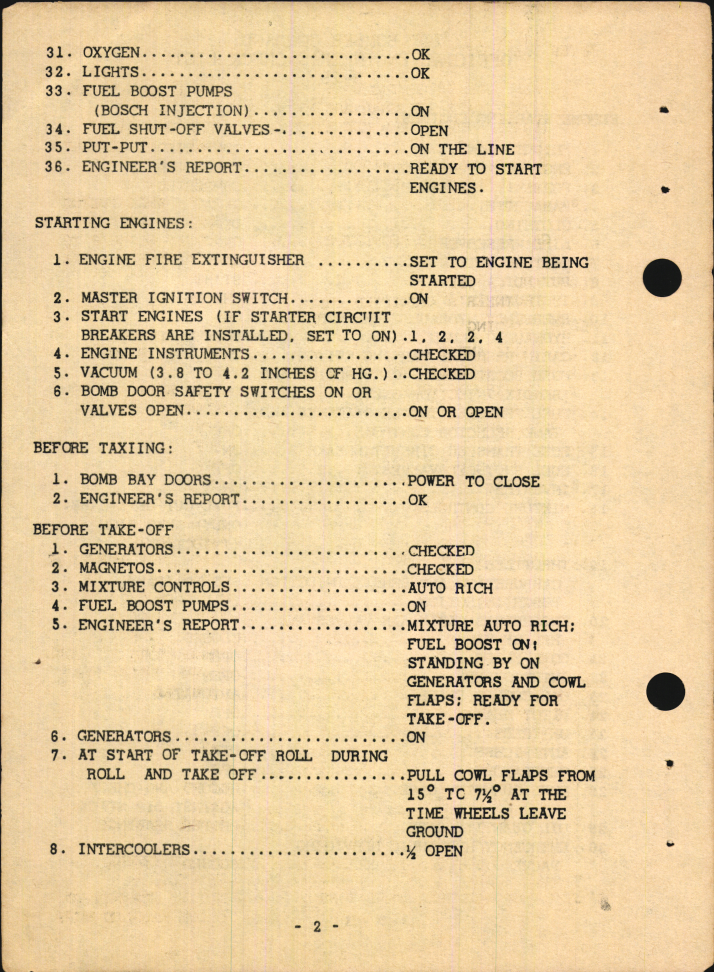 Sample page 8 from AirCorps Library document: B-29 Standard Operating Procedures for Flight Engineer