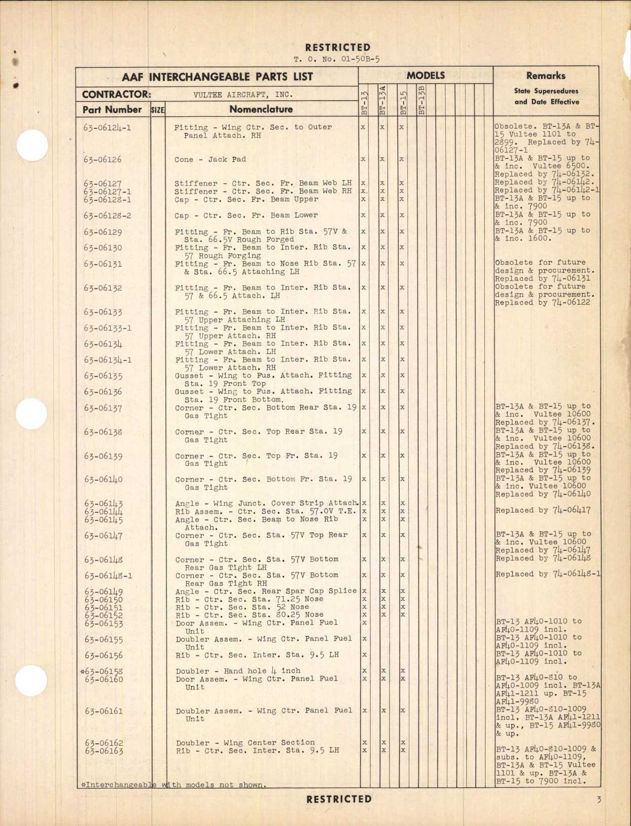 Sample page 5 from AirCorps Library document: Interchangeable Parts Catalog for BT-13, BT-13A, and BT-15 Airplanes