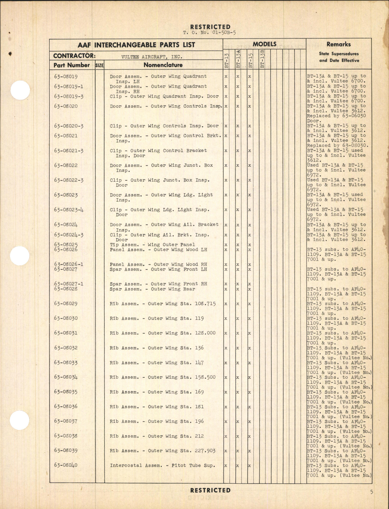Sample page 7 from AirCorps Library document: Interchangeable Parts Catalog for BT-13, BT-13A, and BT-15 Airplanes