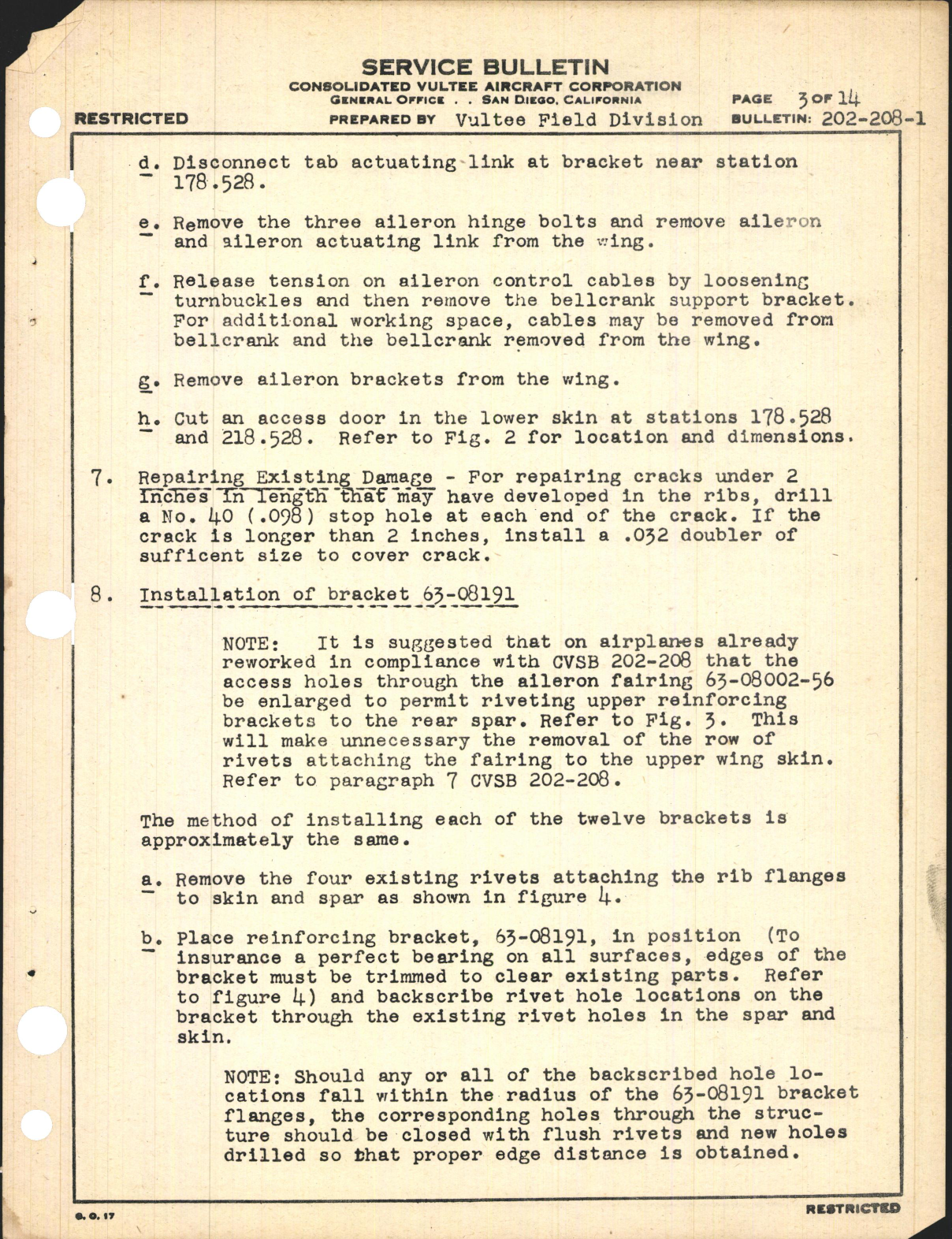 Sample page 3 from AirCorps Library document: Outer wing Intermediate Rib Reinforcement