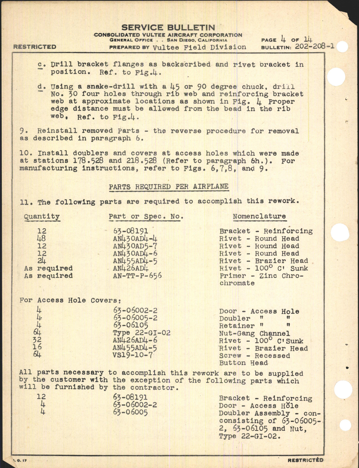 Sample page 4 from AirCorps Library document: Outer wing Intermediate Rib Reinforcement